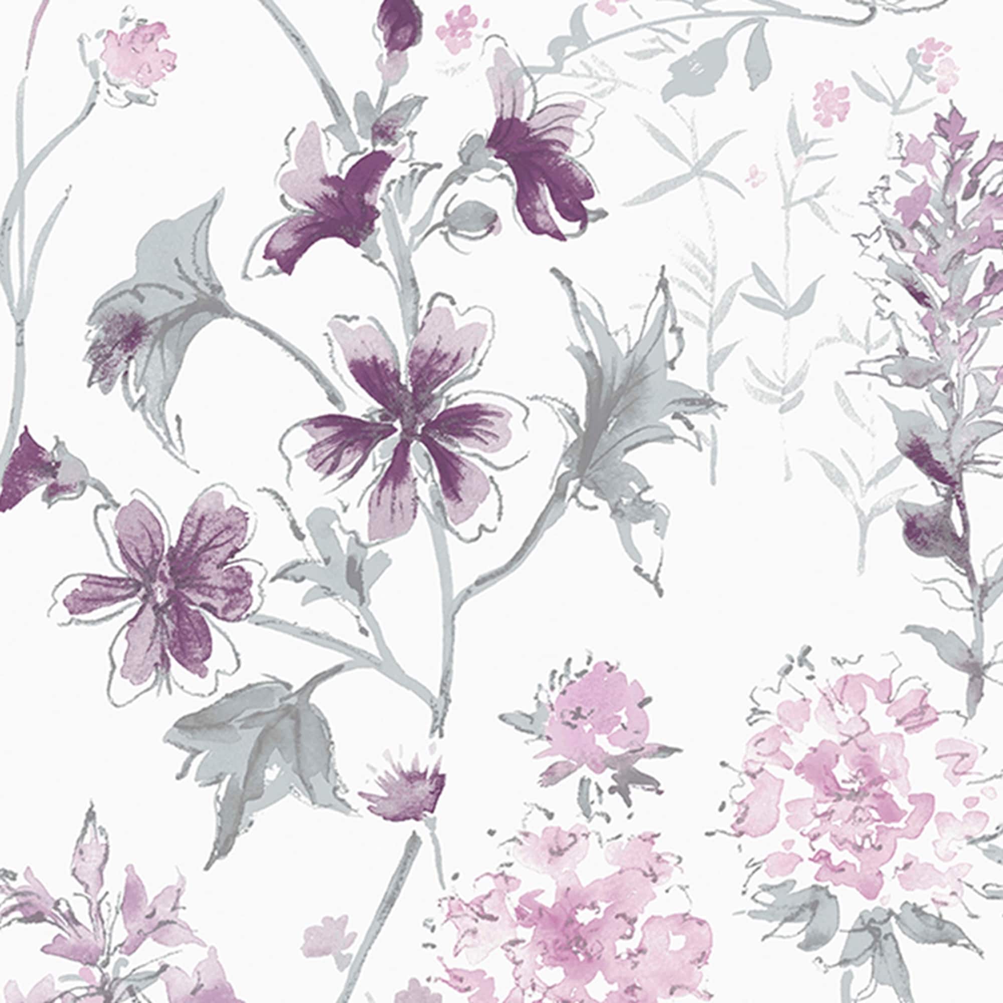 Laura Ashley Wild Meadow Pale Iris Wallpaper - N/A