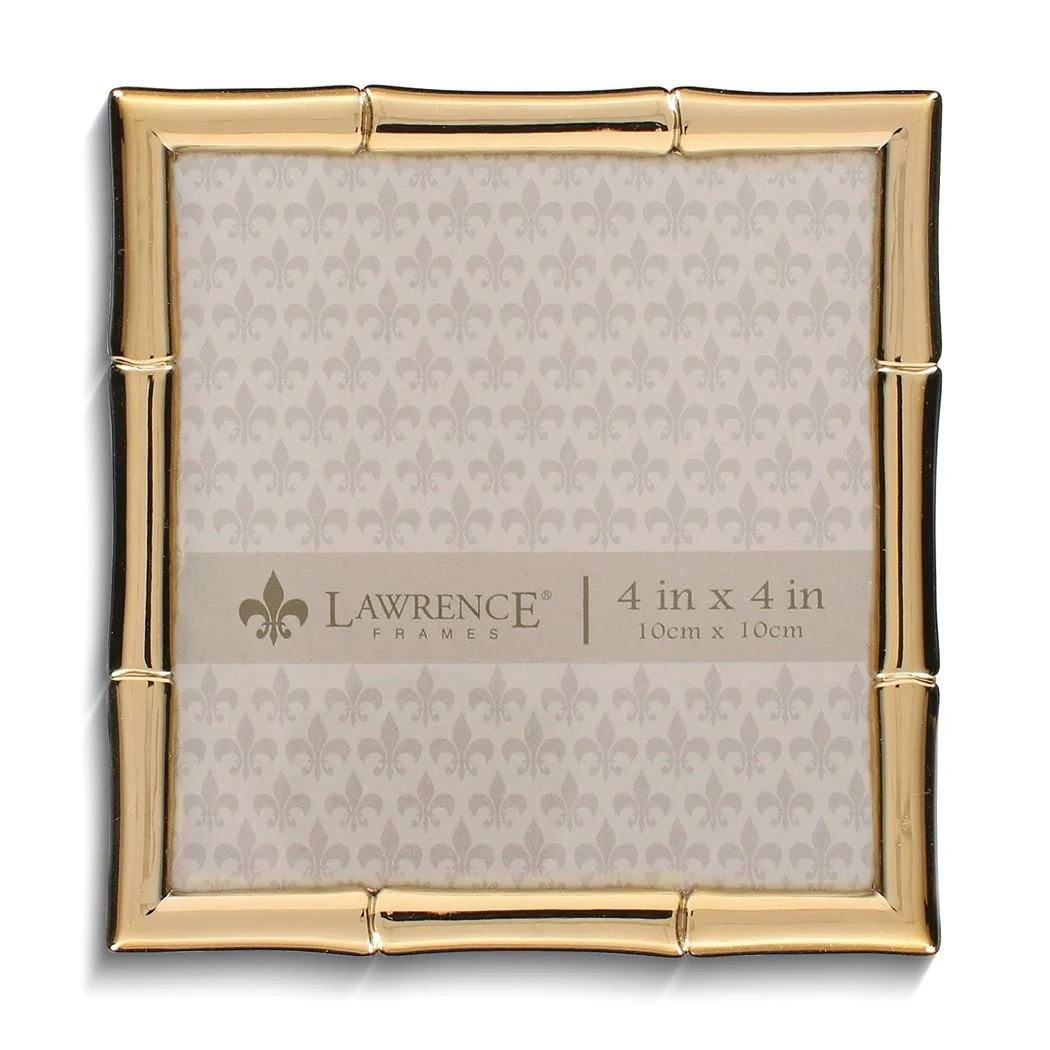 Curata Bamboo Gold-Tone 4x4 Metal Photo Frame