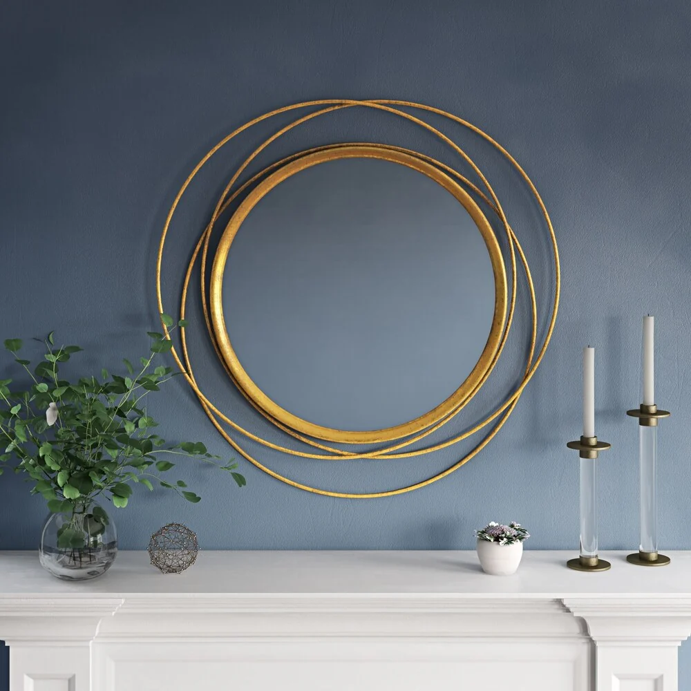Mia Round Metal Modern Gold Wall Mirror - 32