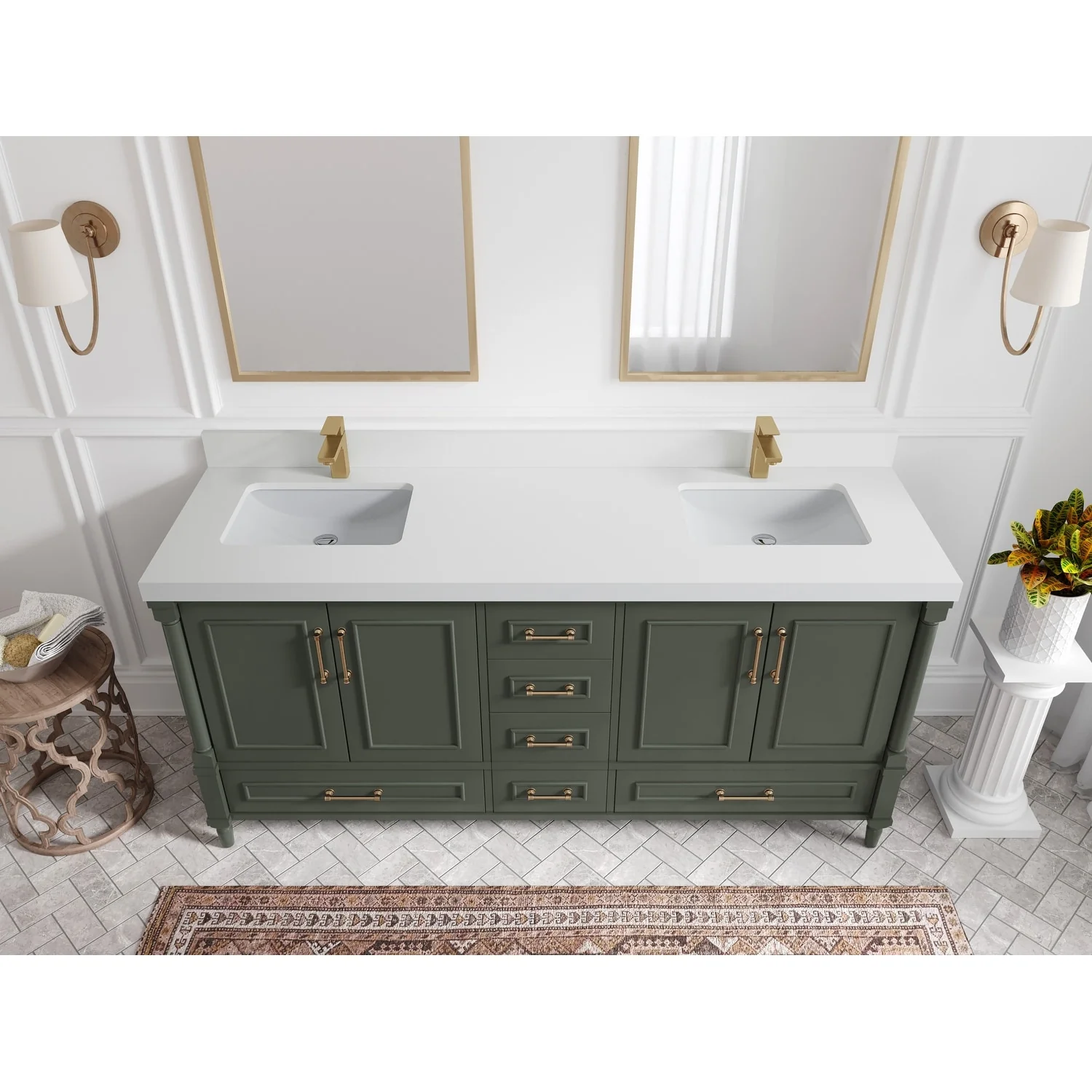 Willow Collections 72 in. W x 22 in. D Aberdeen Double Sink Bathroom Vanity with Countertops