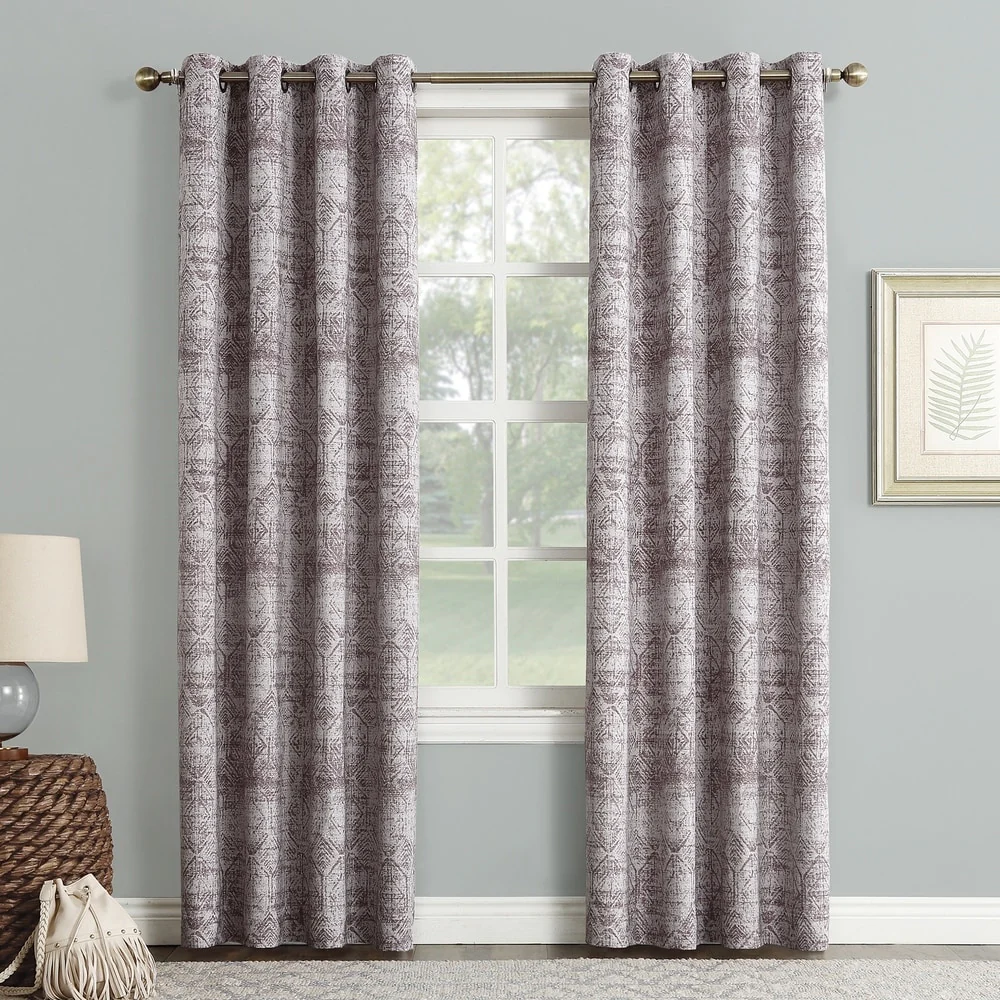 Sun Zero Darren Distressed Global Blackout Lined Grommet Curtain Panel, Single Panel