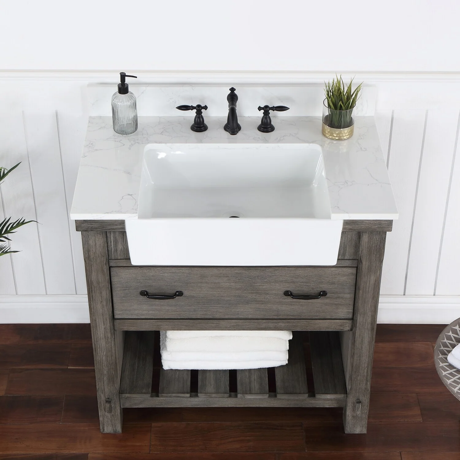 Villareal Bath Vanity with Composite Stone Top without Mirror