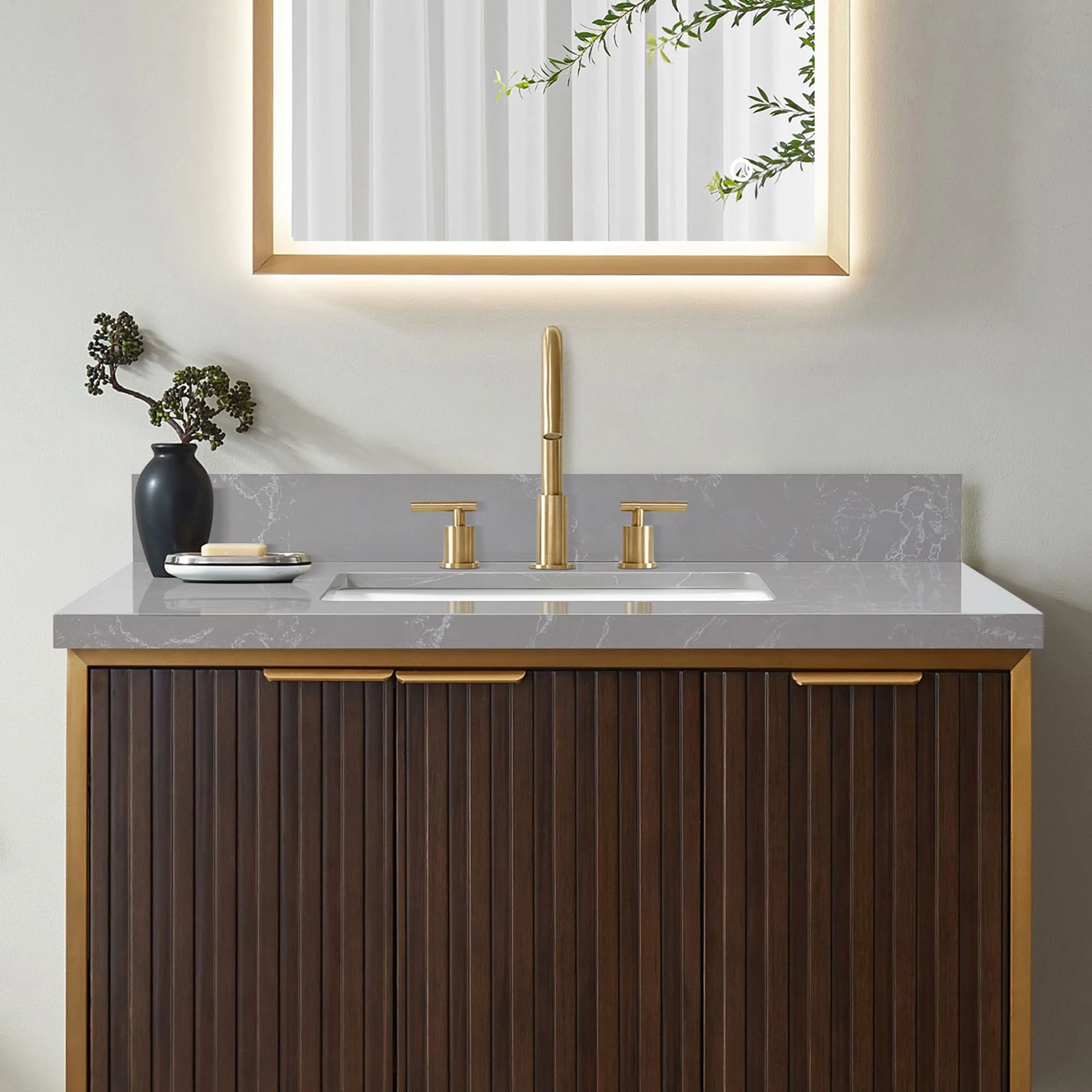 Jaen Composite Stone Vanity Top with White Rectangular Sink