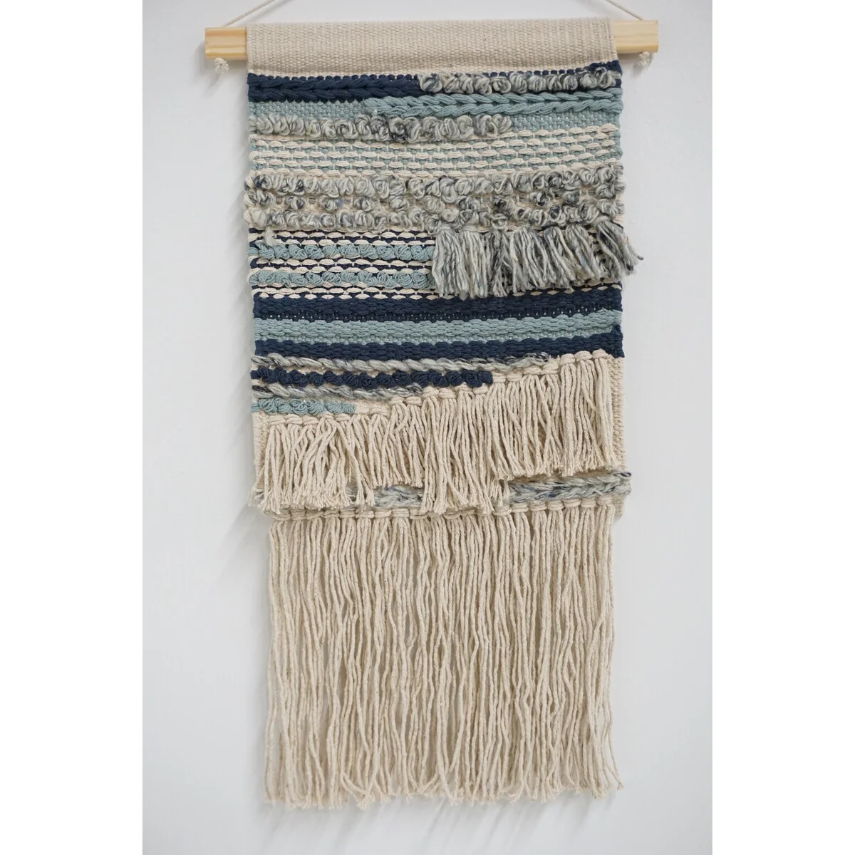 Home&Manor Wool and Cotton Macrame Wall Hanging with Rod Included - Exact Size