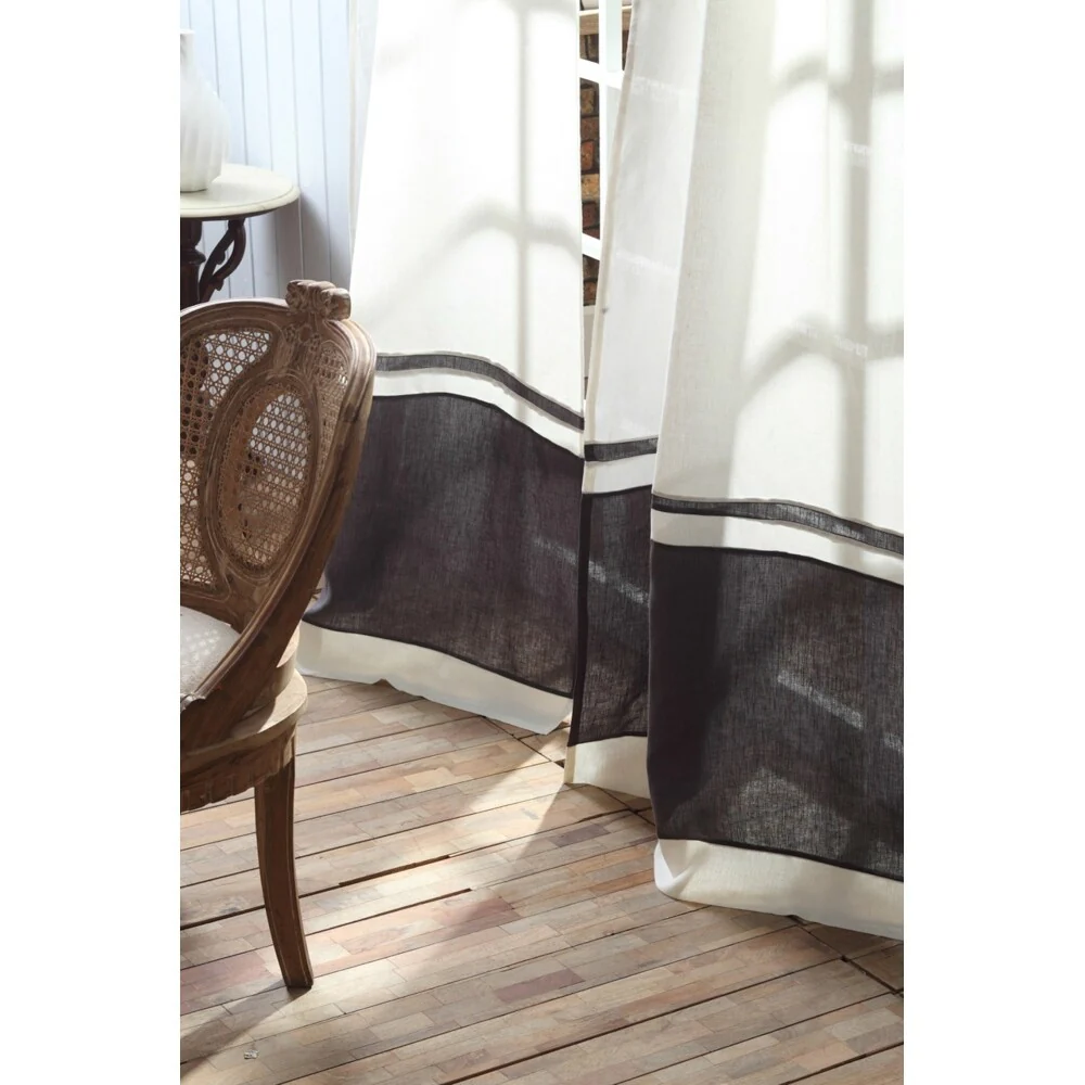 Orfeo Linen Curtain Ivory/Steel Blue, 84