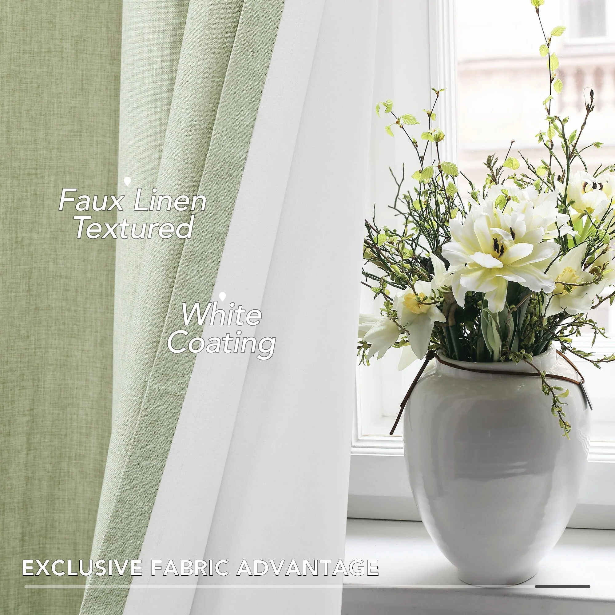 Deconovo Blackout Living Room Curtains Faux Linen Drapes 2 Panels