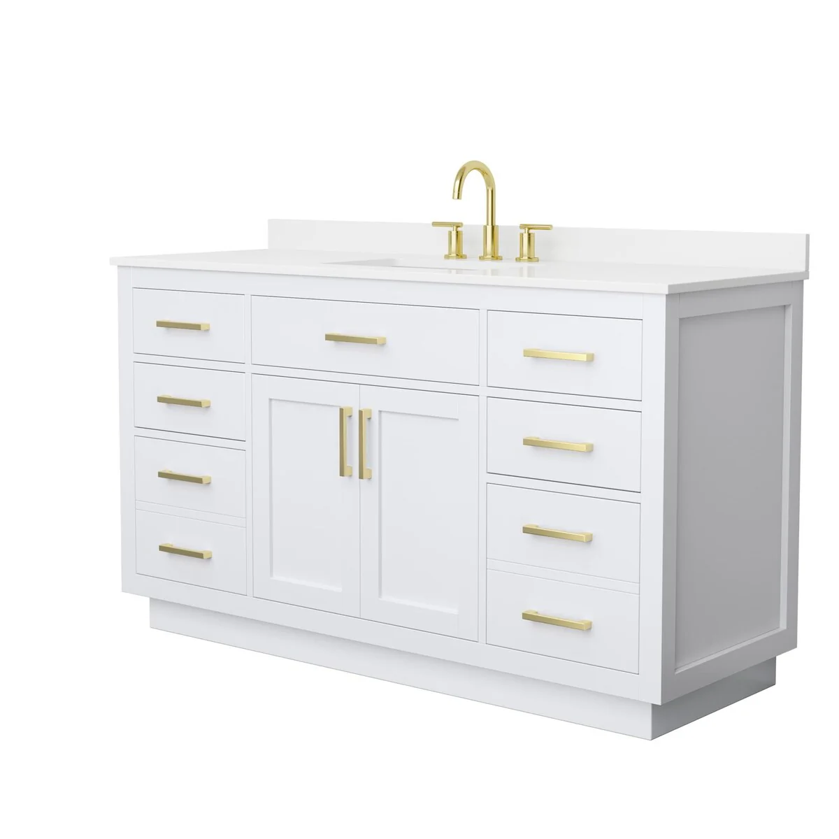 Beckett TK 60-inch Single Vanity, 3 Hole Quartz Top