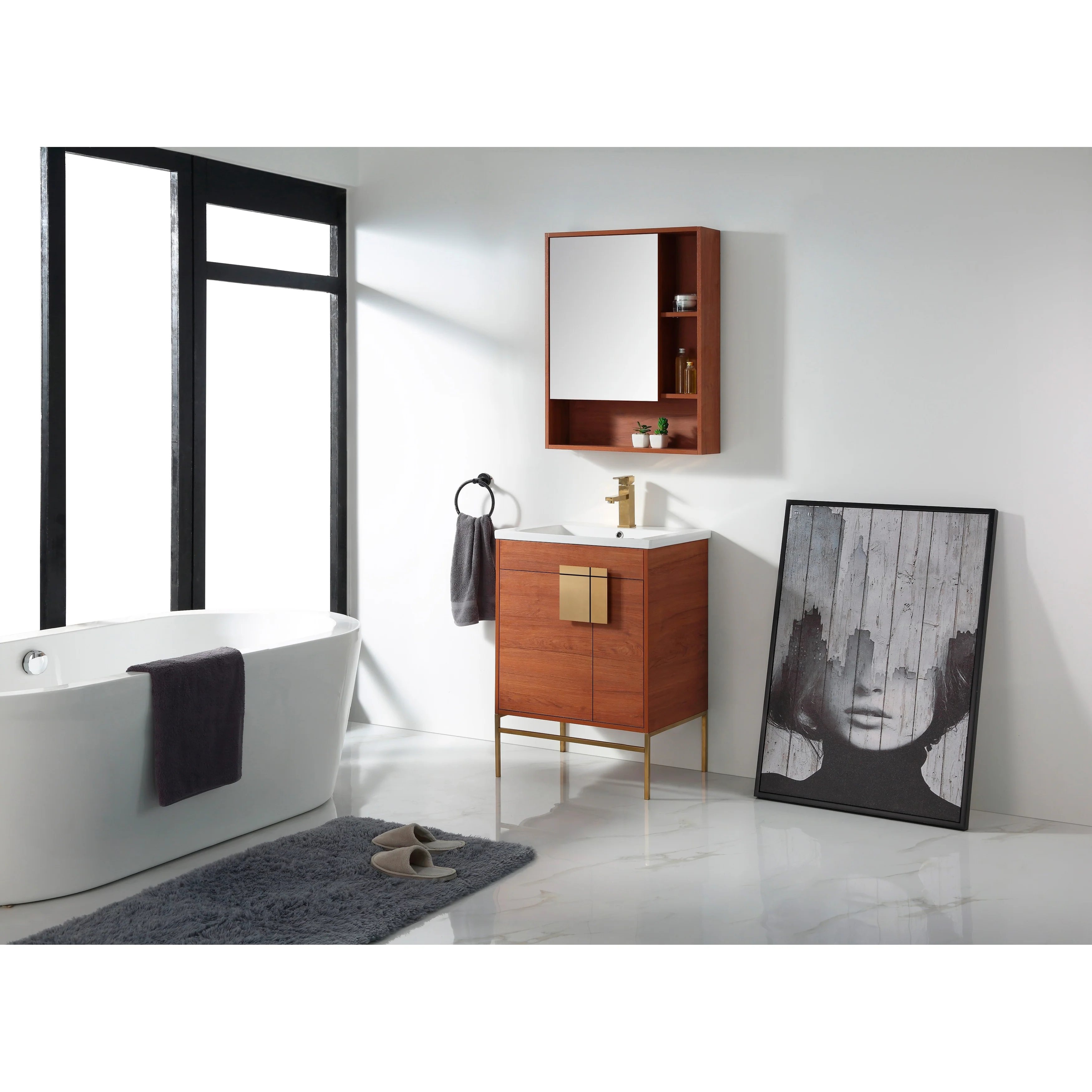24-inch Modern Bathroom Vanity Set w/ Vitreous China Sink Top