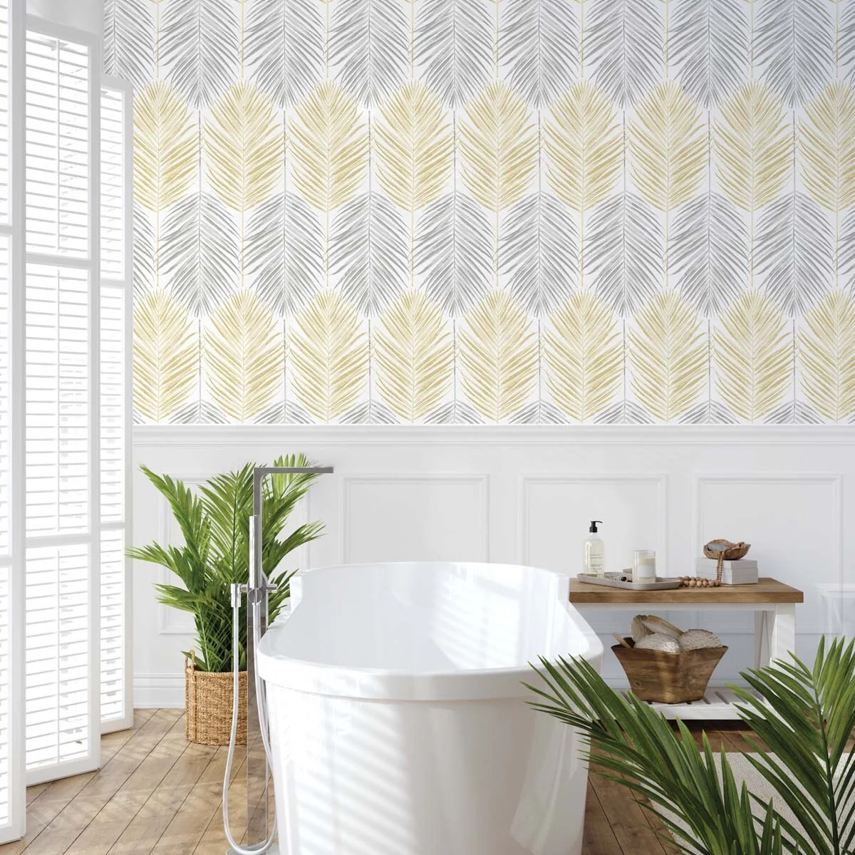 NextWall Two Toned Palm Peel and Stick Wallpaper