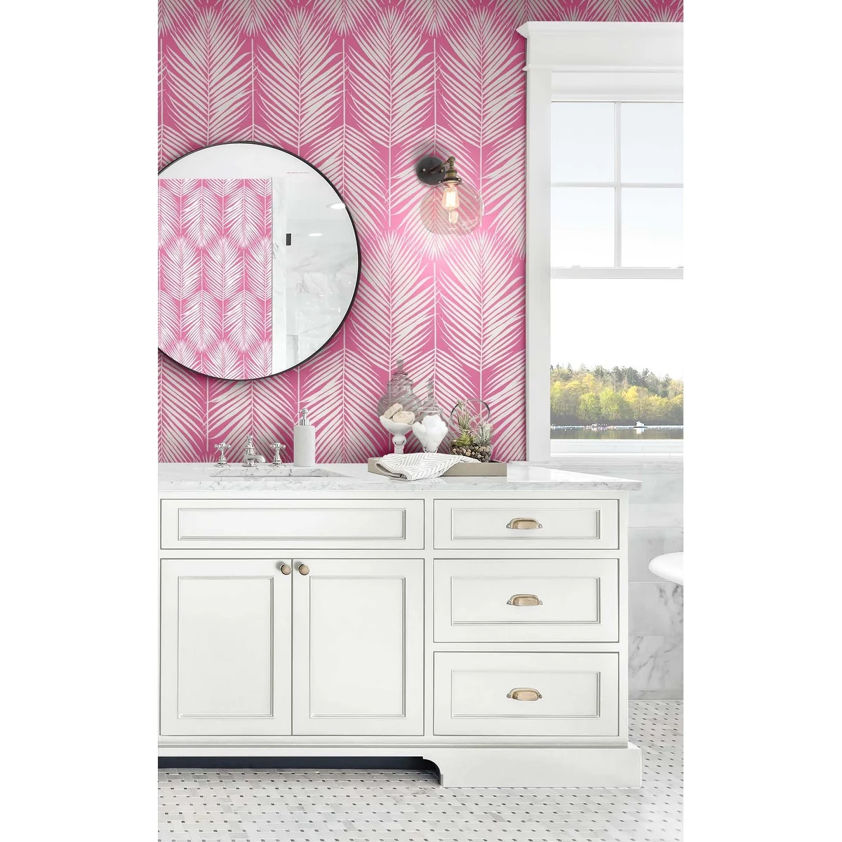 NextWall Palm Silhouette Peel and Stick Wallpaper