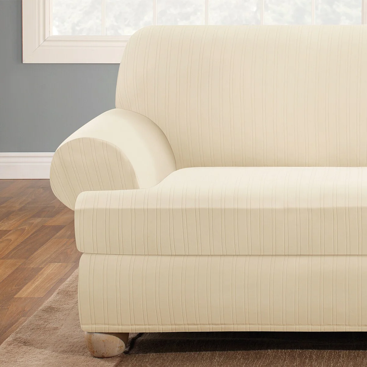 SureFit Stretch Pinstripe 2 Piece T Cushion Sofa Slipcover