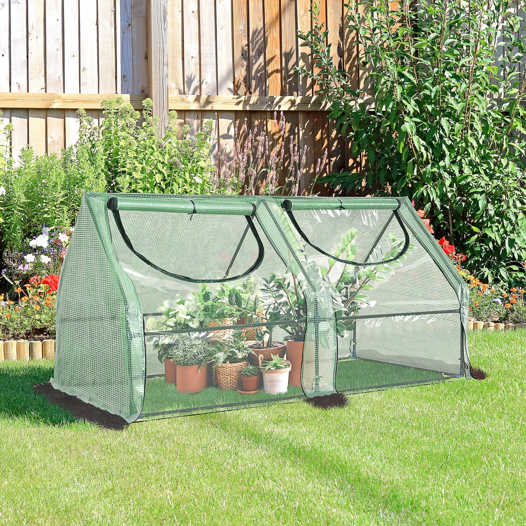 Outsunny 6x3-foot Portable Garden Greenhouse Hot House with 2 Covers - 70.75
