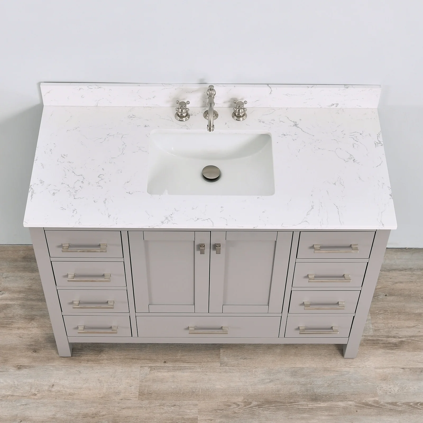 Prismosaic 48 in. Lunar Gray Vanity with Countertop & Splash, Single Sink