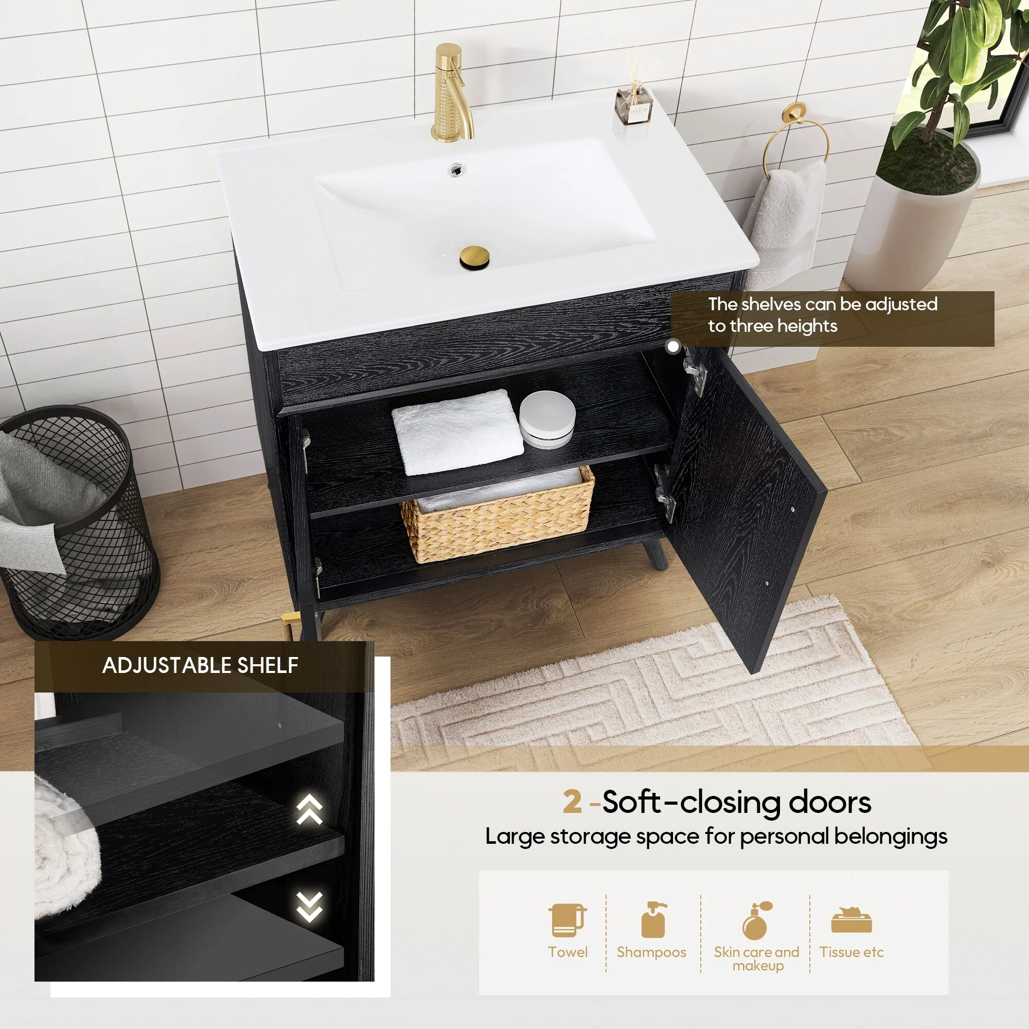 Delhi Bath Vanity with White Ceramic Basin Top without Mirror