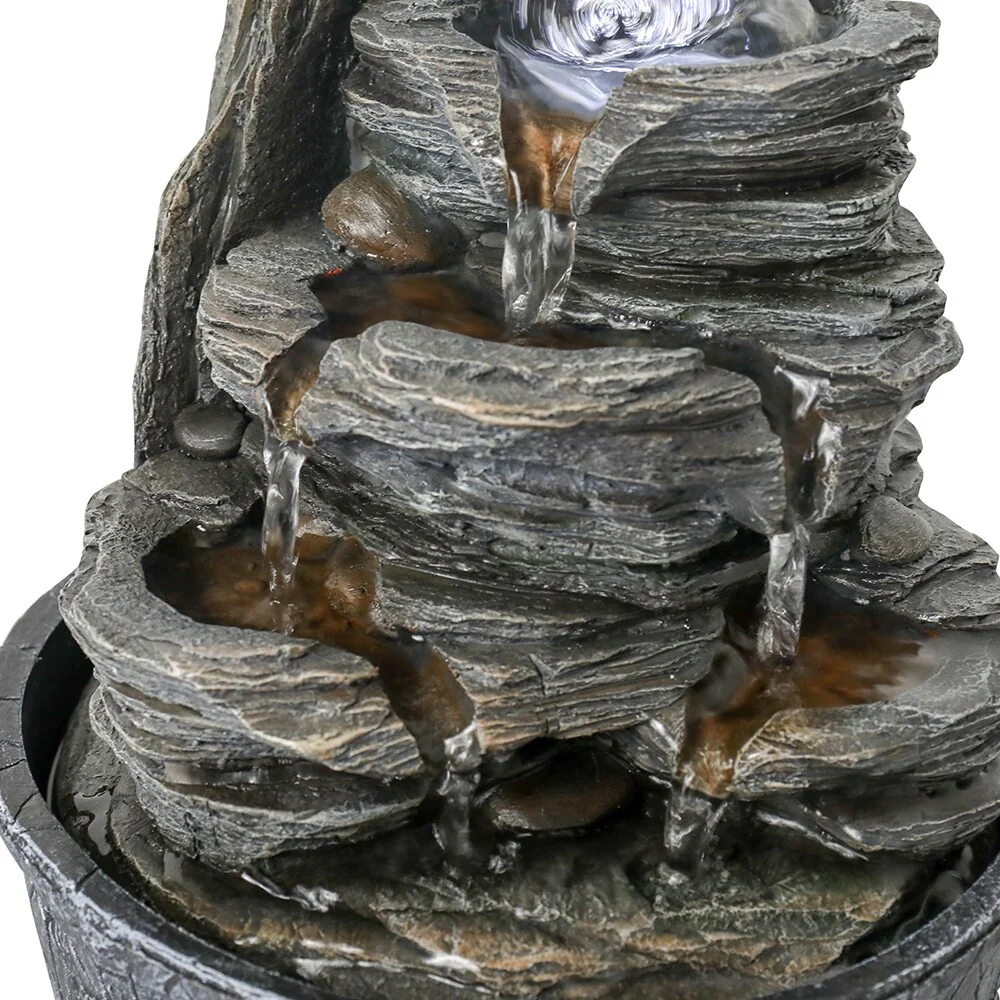 9.8inch Rockery Indoor Tabletop Water Fountain w/Lights & Crystal Ball
