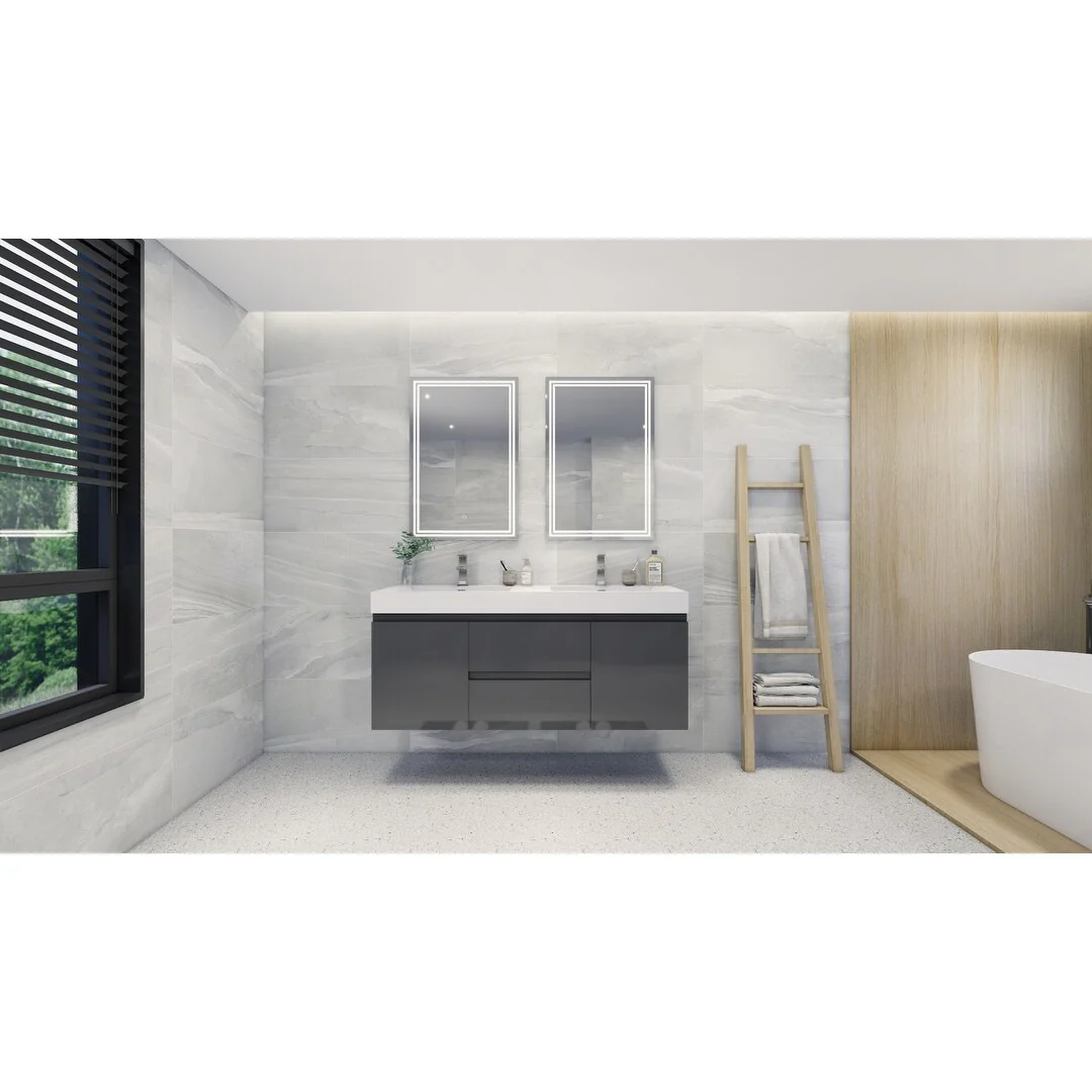 Baillie 60'' Wall-Mounted Vanity with Double Reinforced Acrylic Sink