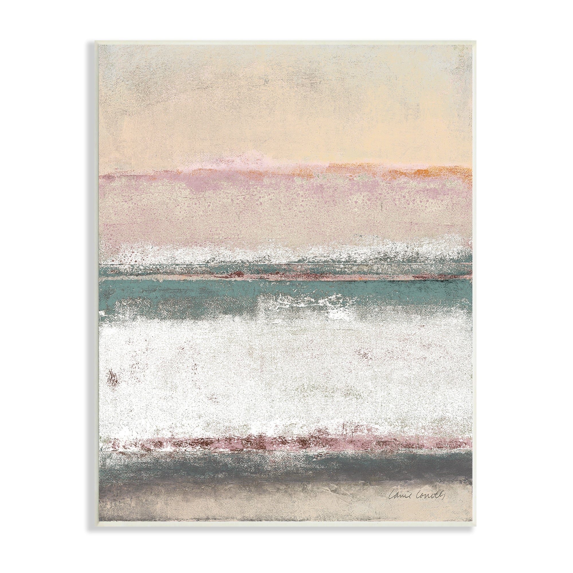 Stupell Abstract Earth Tone Layers Beige White Blue Wood Wall Art - Off-White