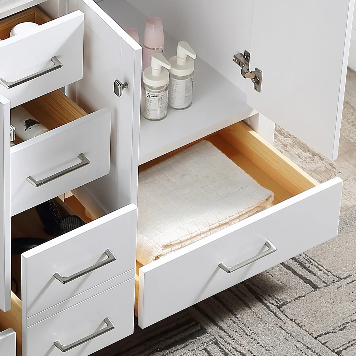 BATHLET 60 inch Quartz Countertop Double Sink Bathroom Vanity Set