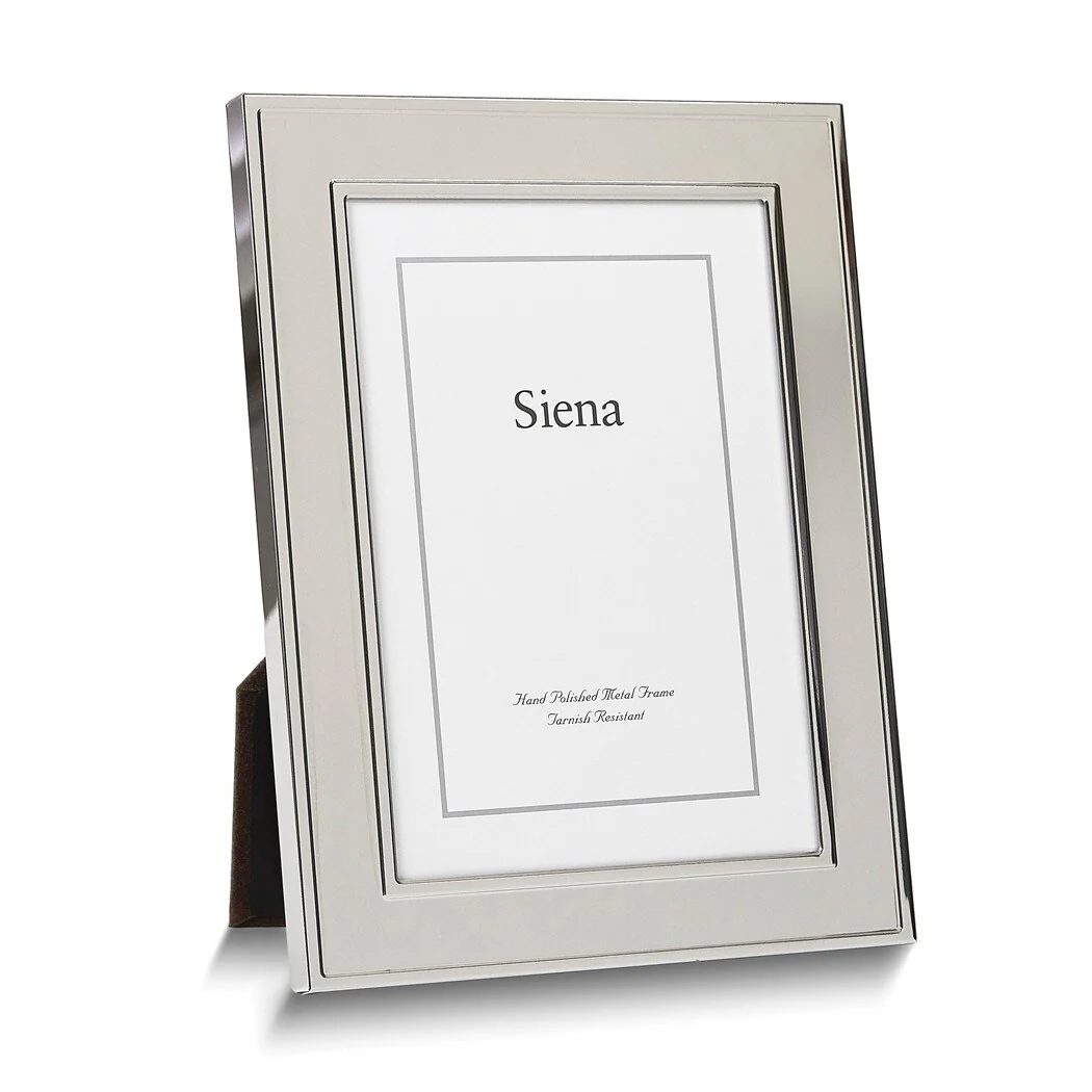 Curata Bilaminate Sterling Silver Tarnish-Resistant Beveled Border 4x6 Photo Frame