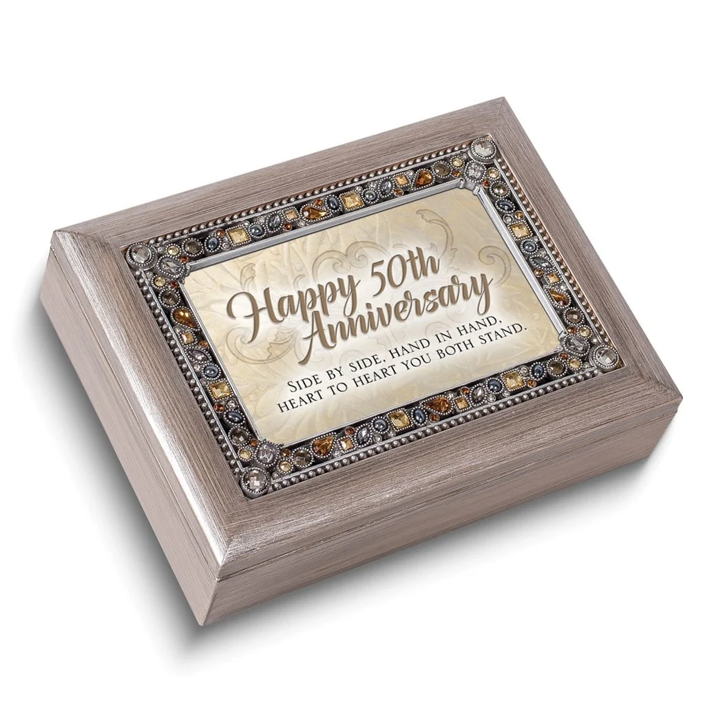 Curata Happy 50th Anniversary Faux Jewels and Resin Music Box: You Light Up My Life