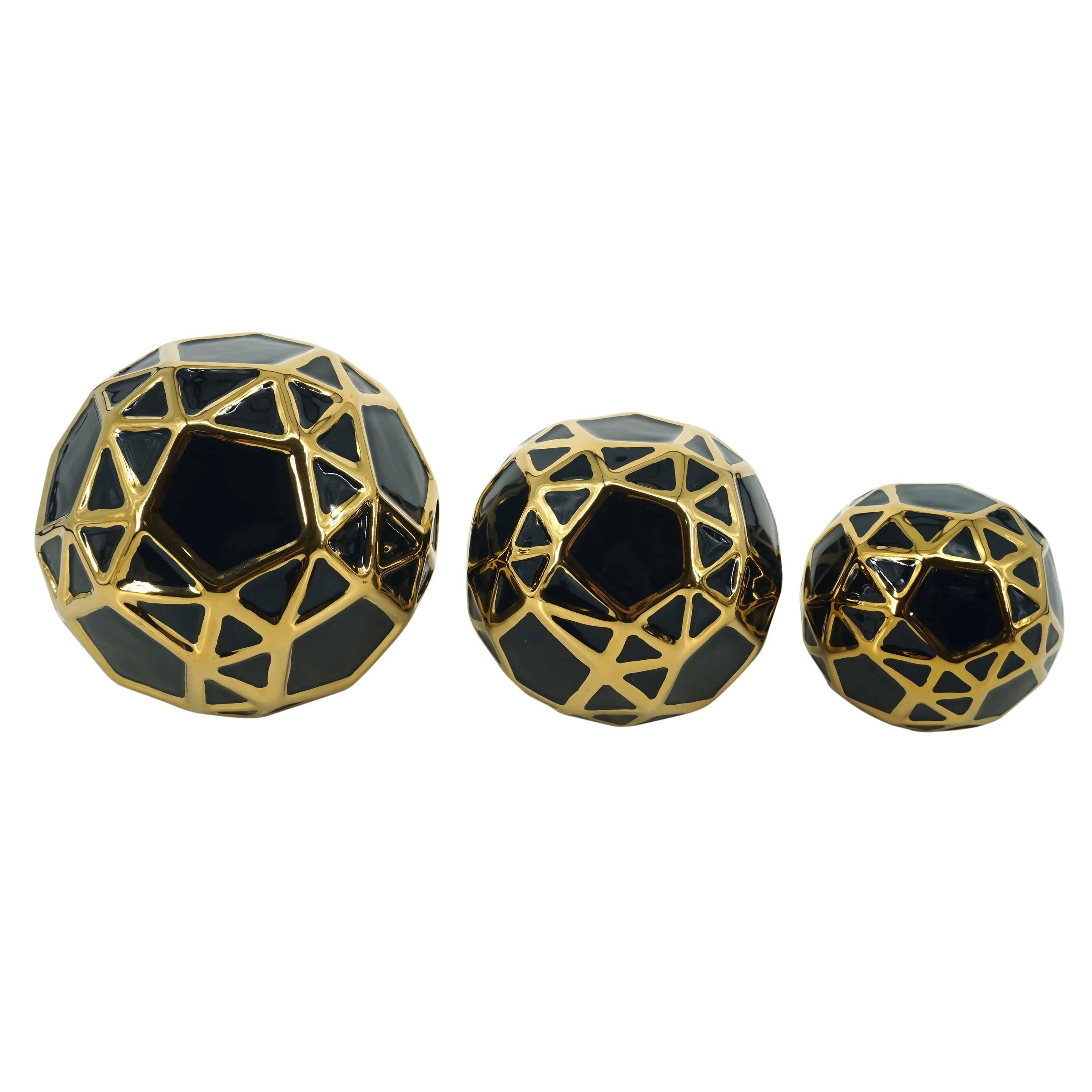 Sagebrook Home Gold Accented Abstract Modern Coastal Decorative Orbs Set of 3