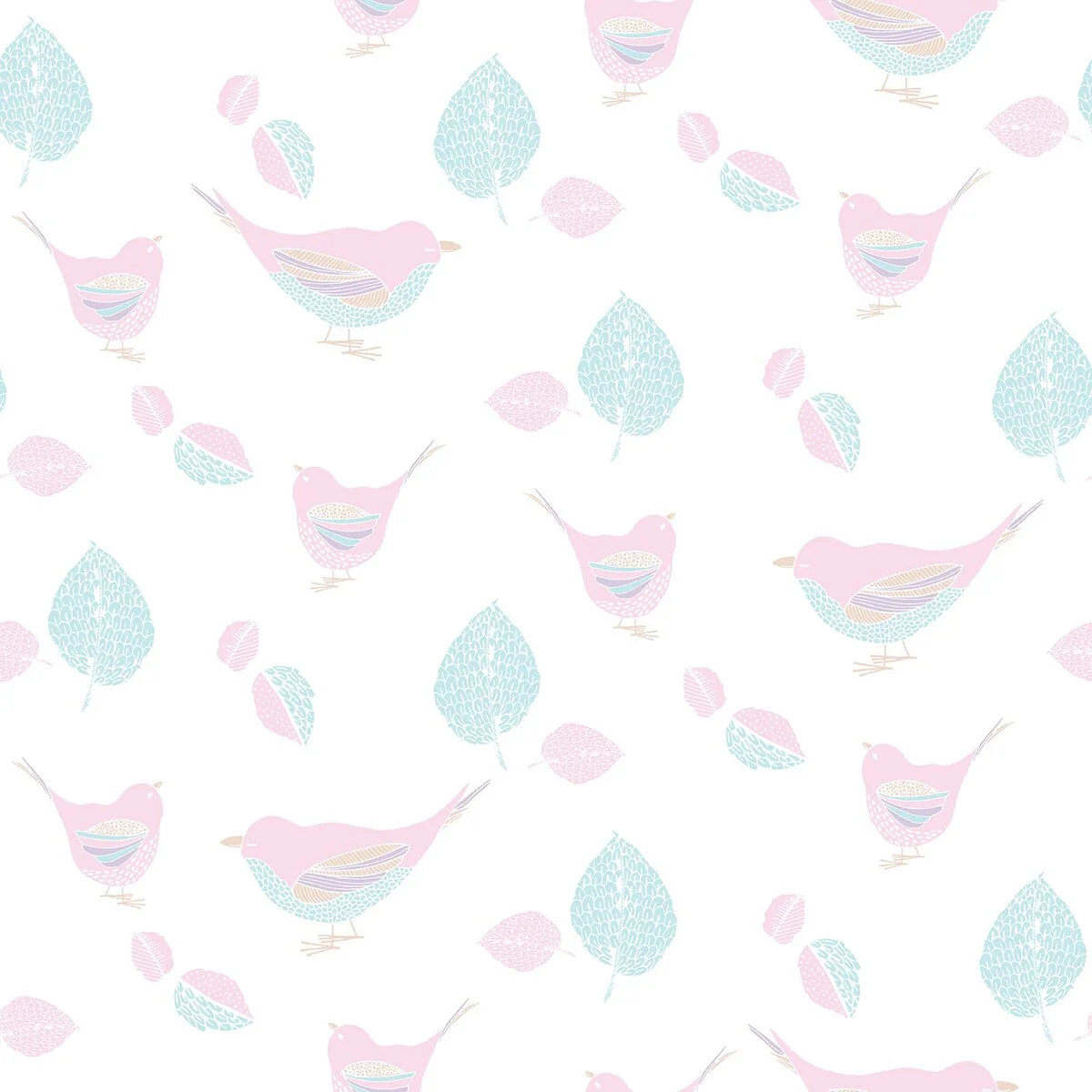 Galerie Wallcoverings Just 4 Kids 2 Birds and Leaves Non-woven Matte Wallpaper Roll