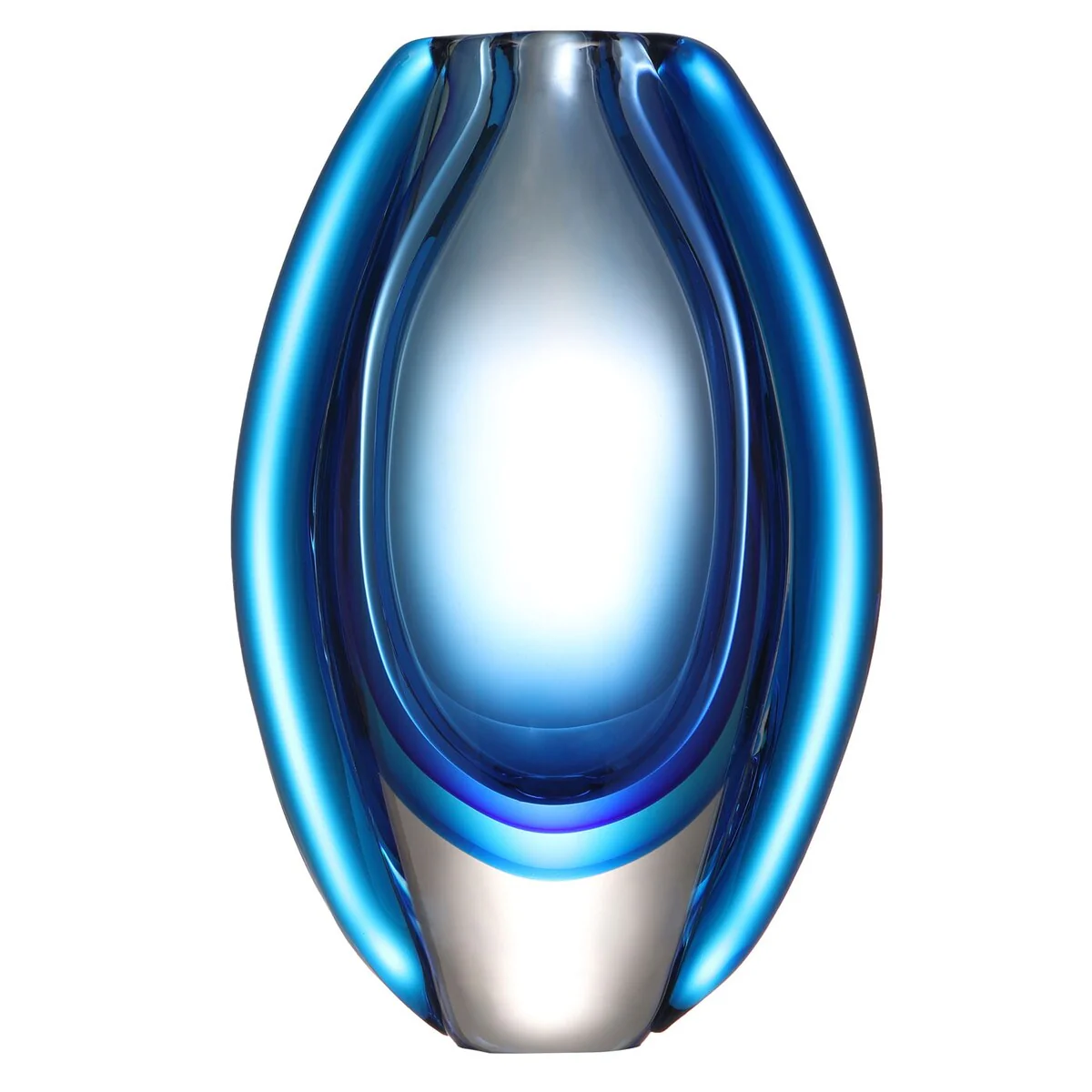 Luxury Lane Hand Blown Sommerso Oval Art Glass Vase 8.5-10 inch tall