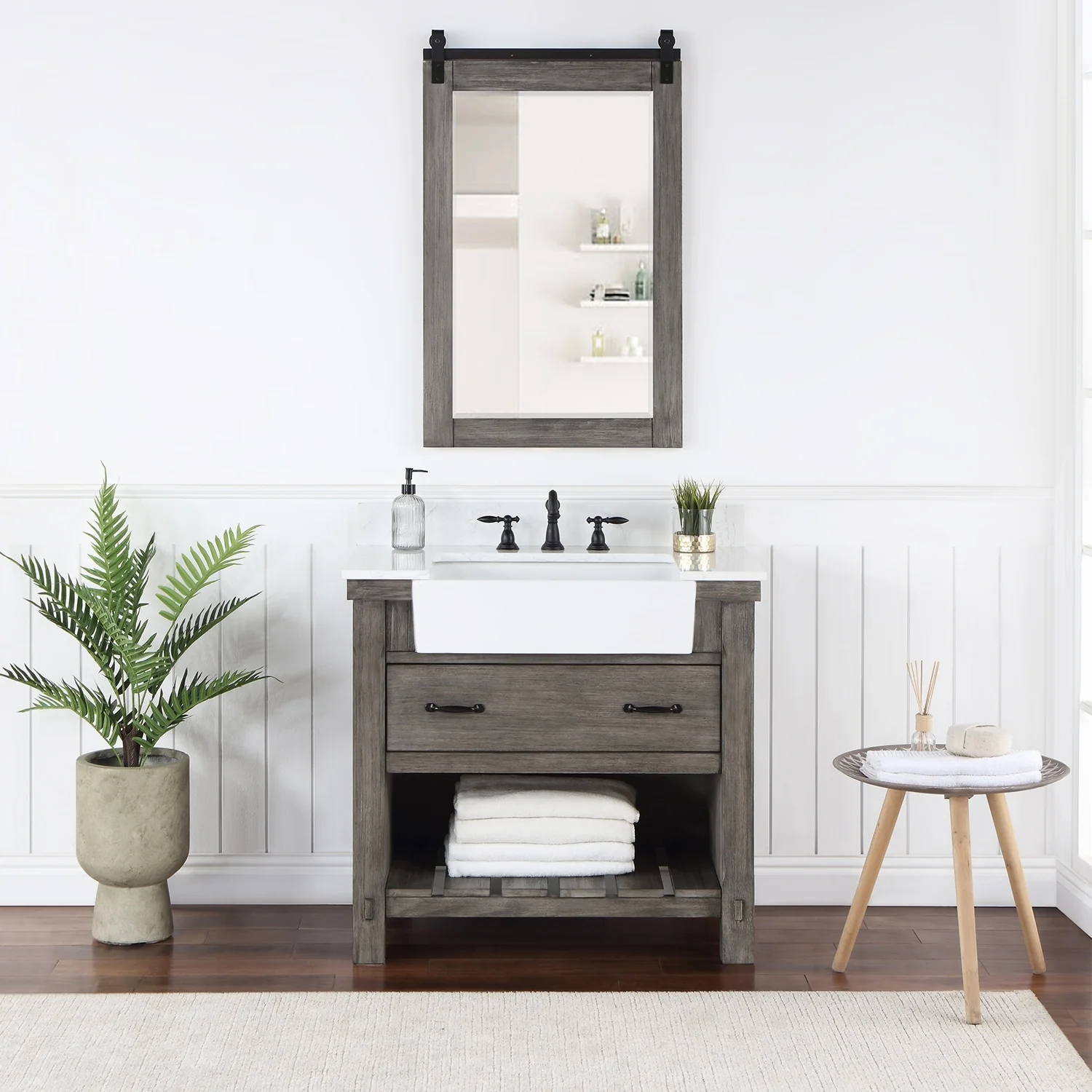 Villareal Bath Vanity with Composite Stone Top without Mirror