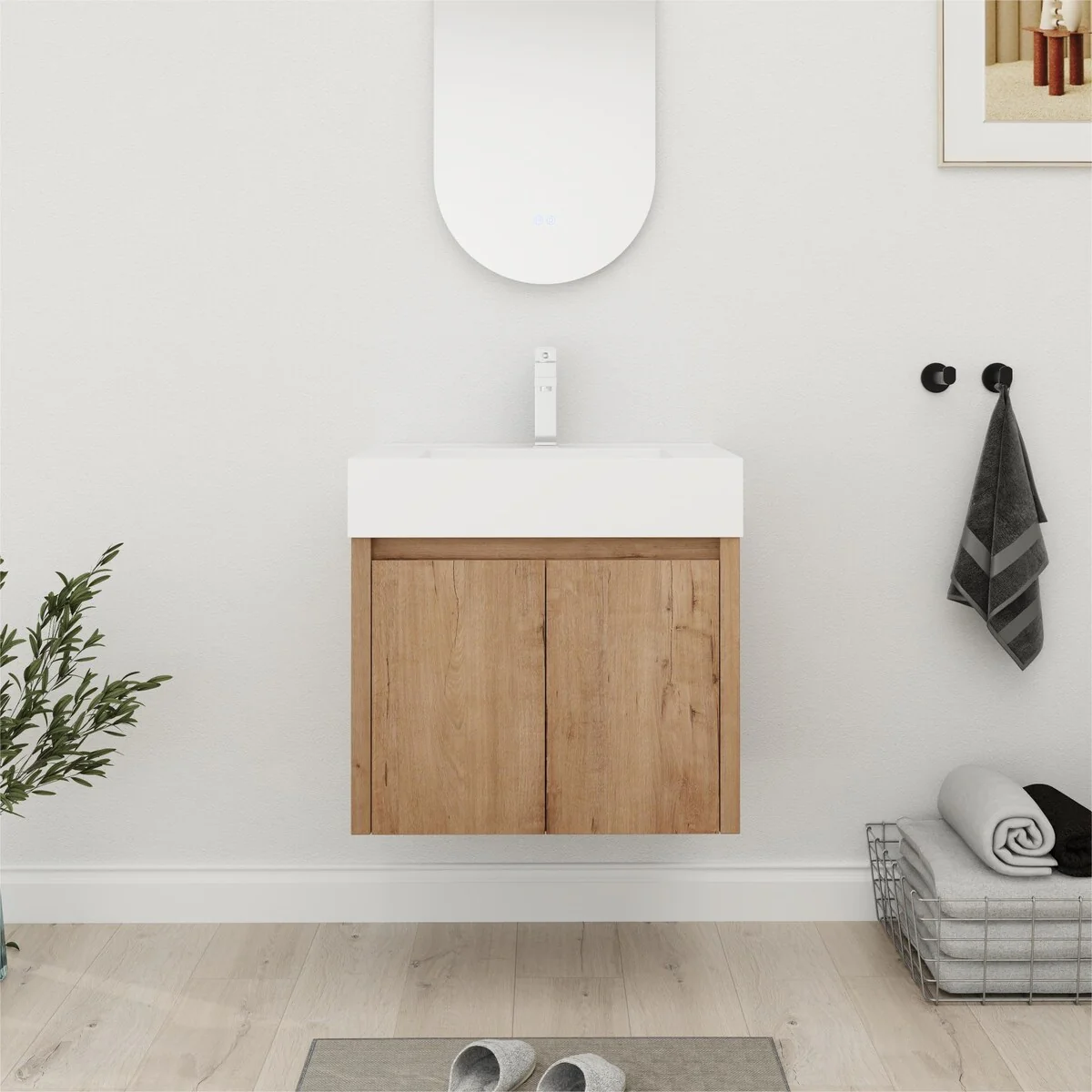 Bathroom Vanity With Sink In 24/30/36 Inch, Floating Bathroom Vanity with Soft Close Door