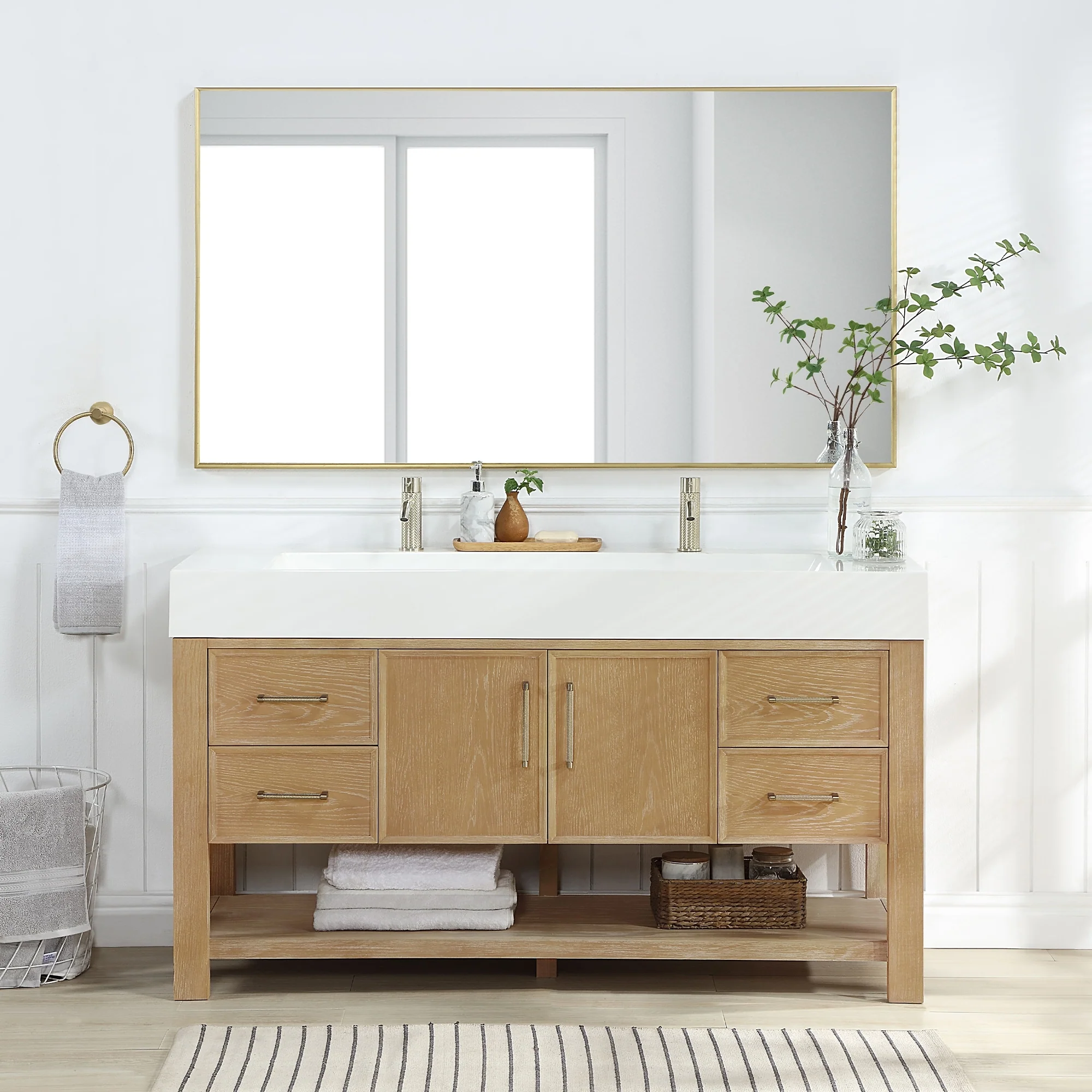 Vera Bath Vanity with Integrated Stone Sink Top and Mirror