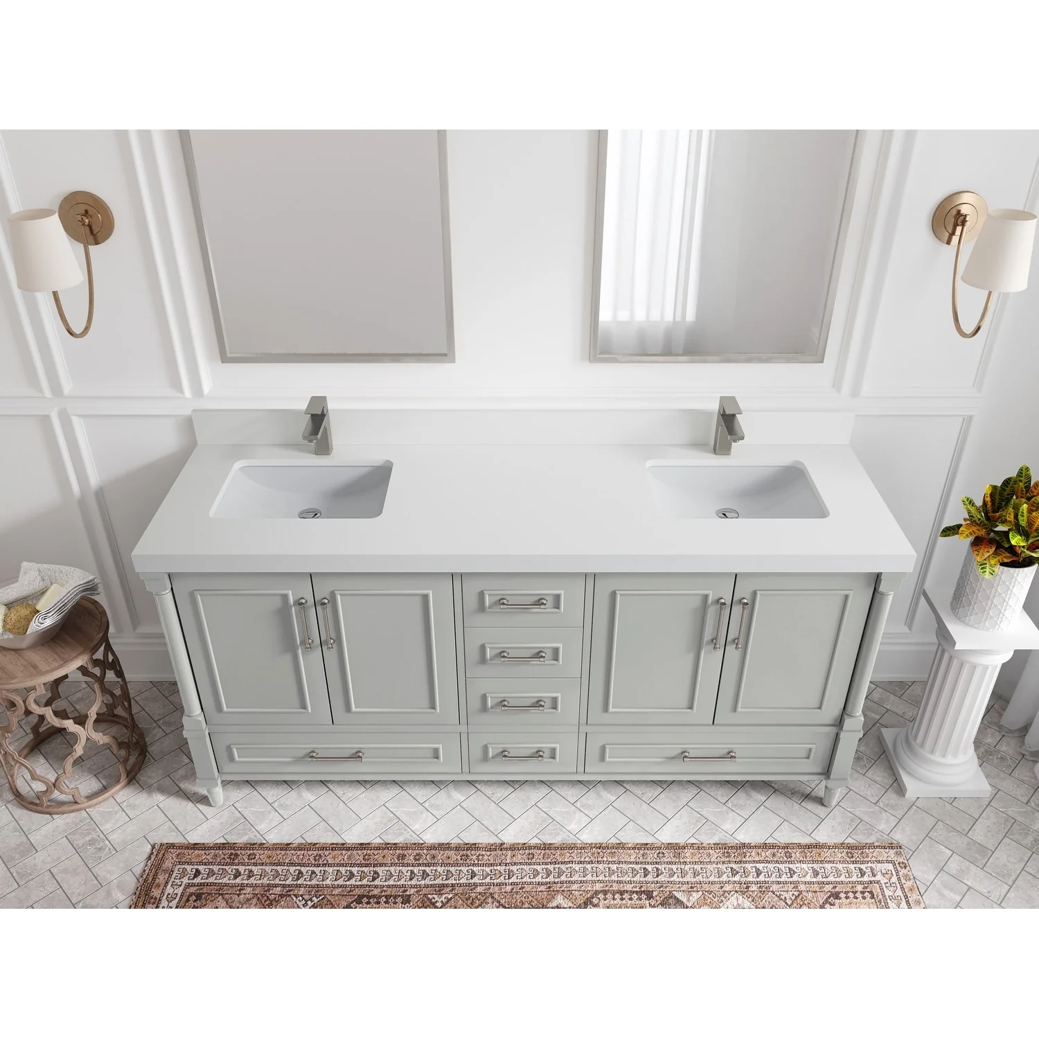 Willow Collections 72 in. W x 22 in. D Aberdeen Double Sink Bathroom Vanity with Countertops