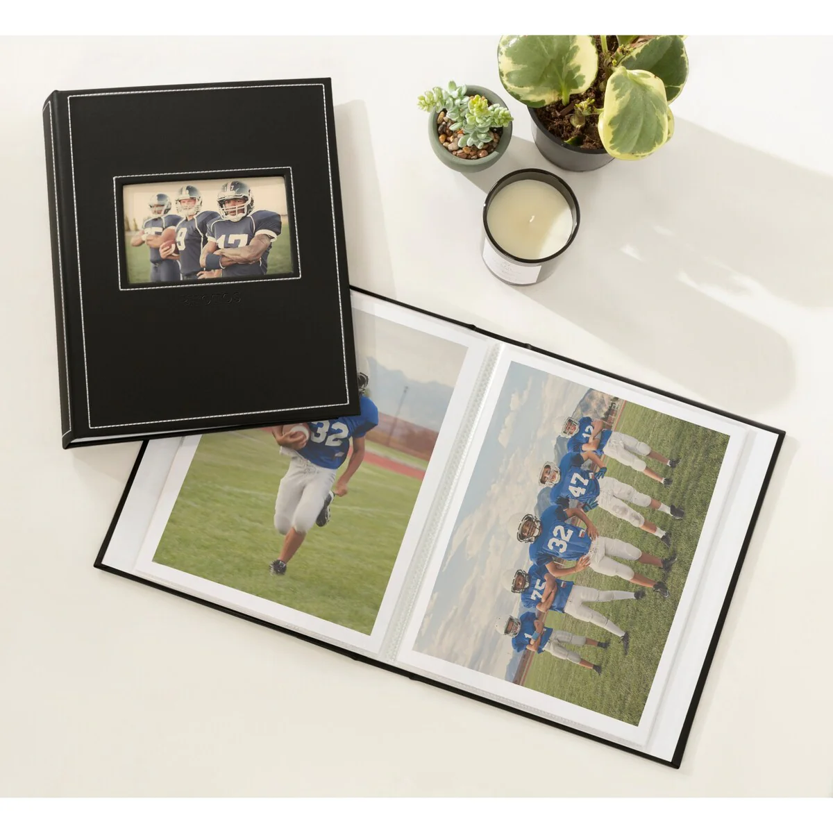 DesignOvation Debossed Black Faux Leather Photo Album (Pack of 4)