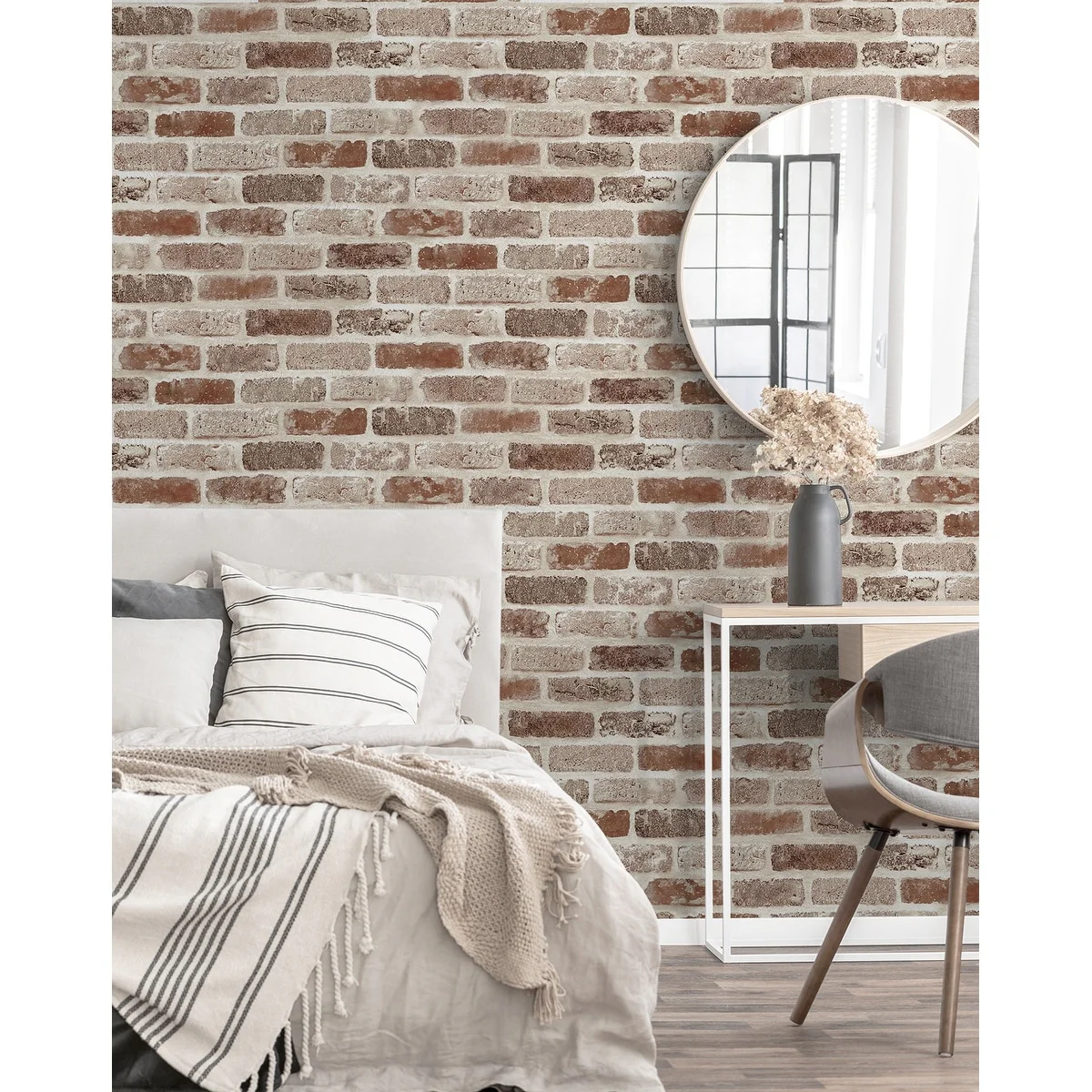 NextWall Washed Brick Peel and Stick Removable Wallpaper