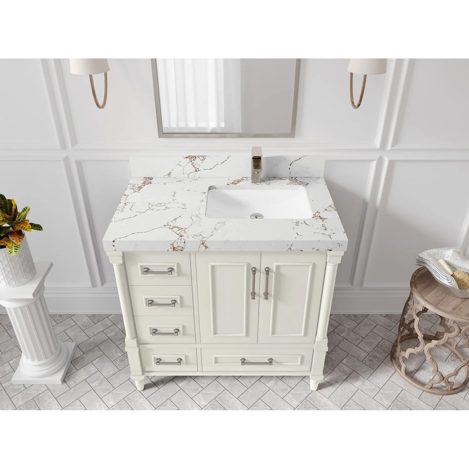 Willow Collections 36 in. W x 22 in. D Aberdeen Right Offset Sink Bathroom Vanity with Countertop