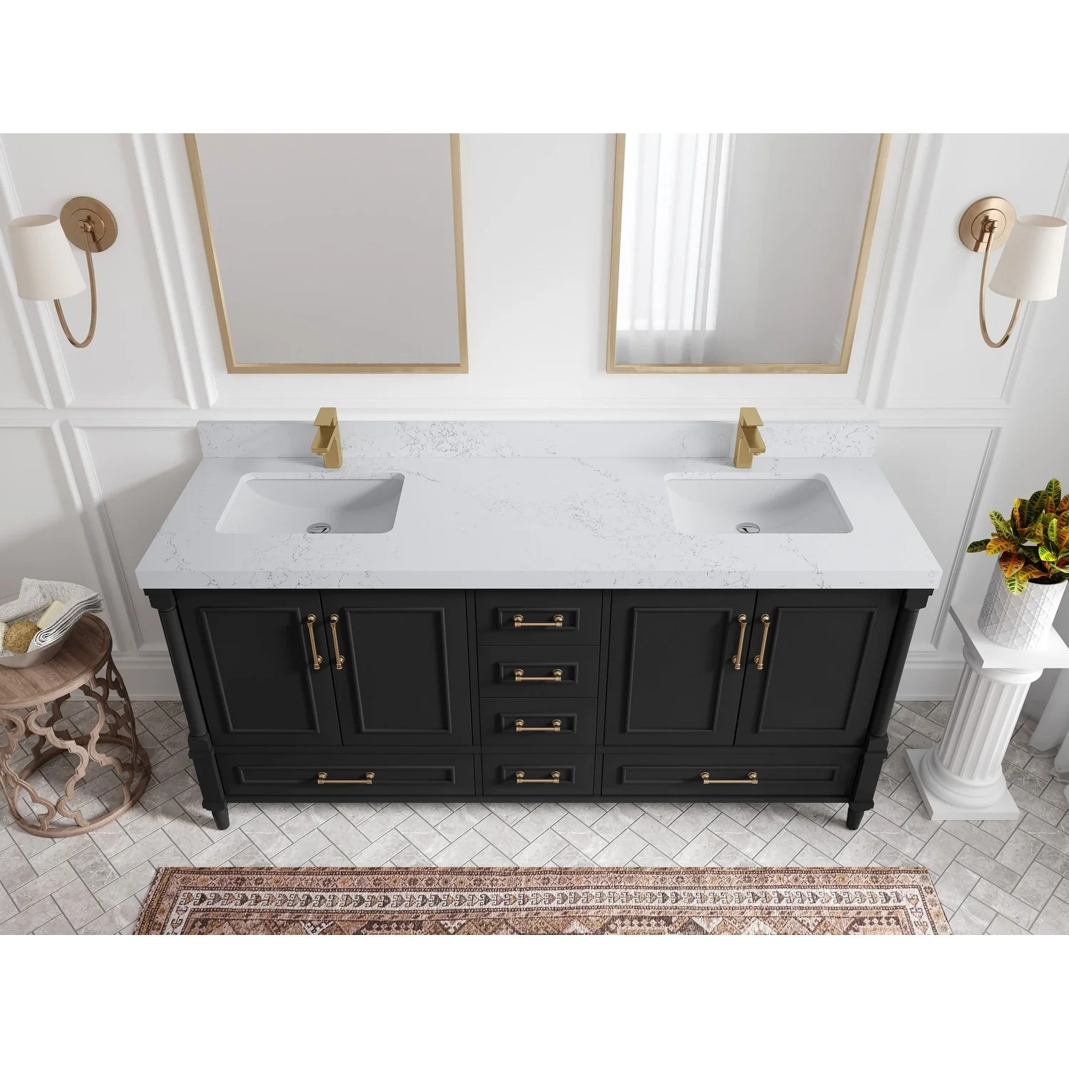 Willow Collections 72 in. W x 22 in. D Aberdeen Double Sink Bathroom Vanity with Countertops
