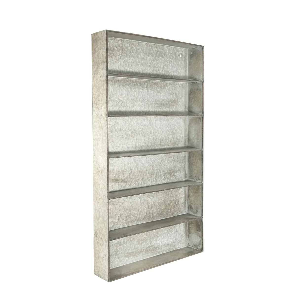 Distressed Grey Metal 6 Tier Wall Shelf