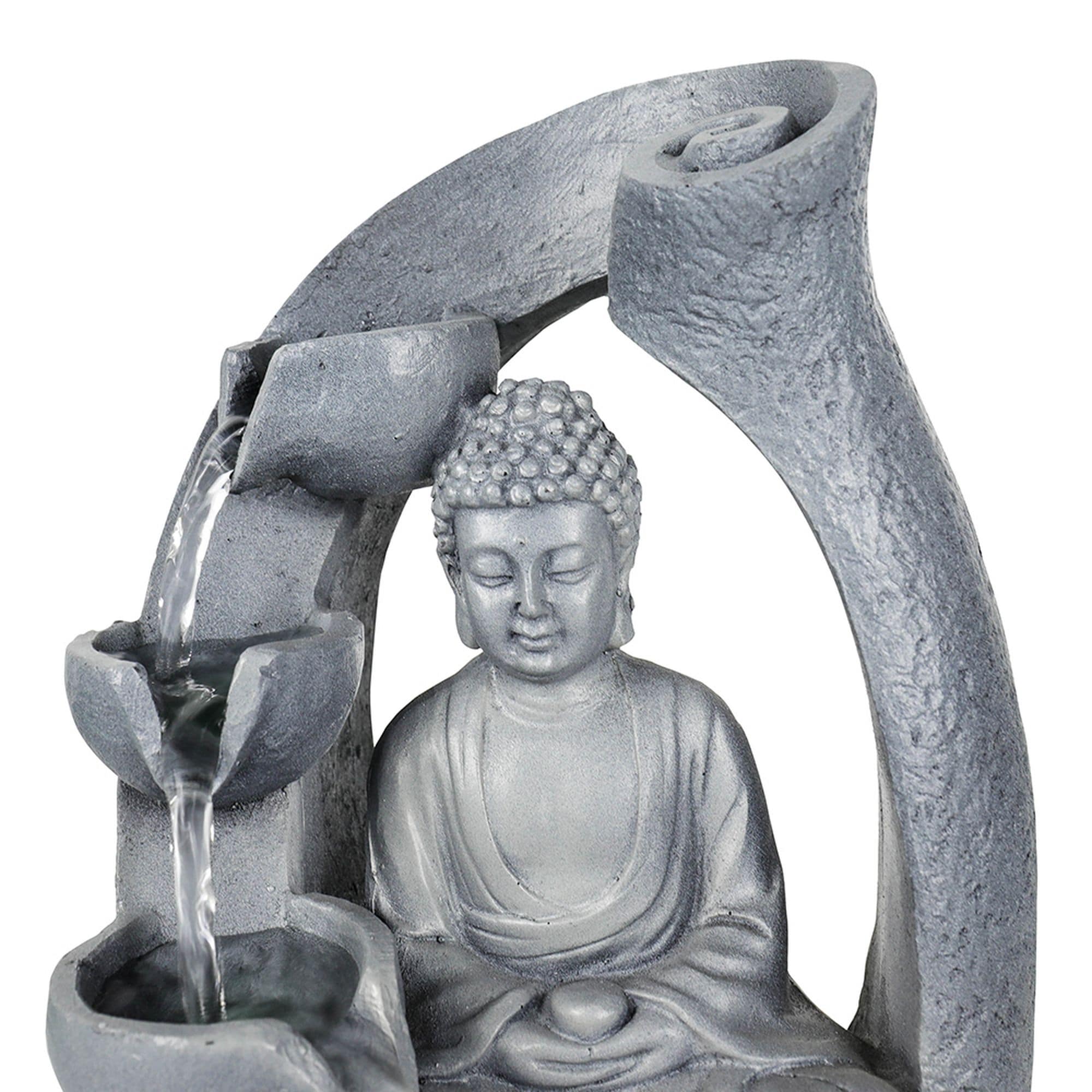 Tabletop Buddha Fountain with Light, Buddha Feature, 11-inch