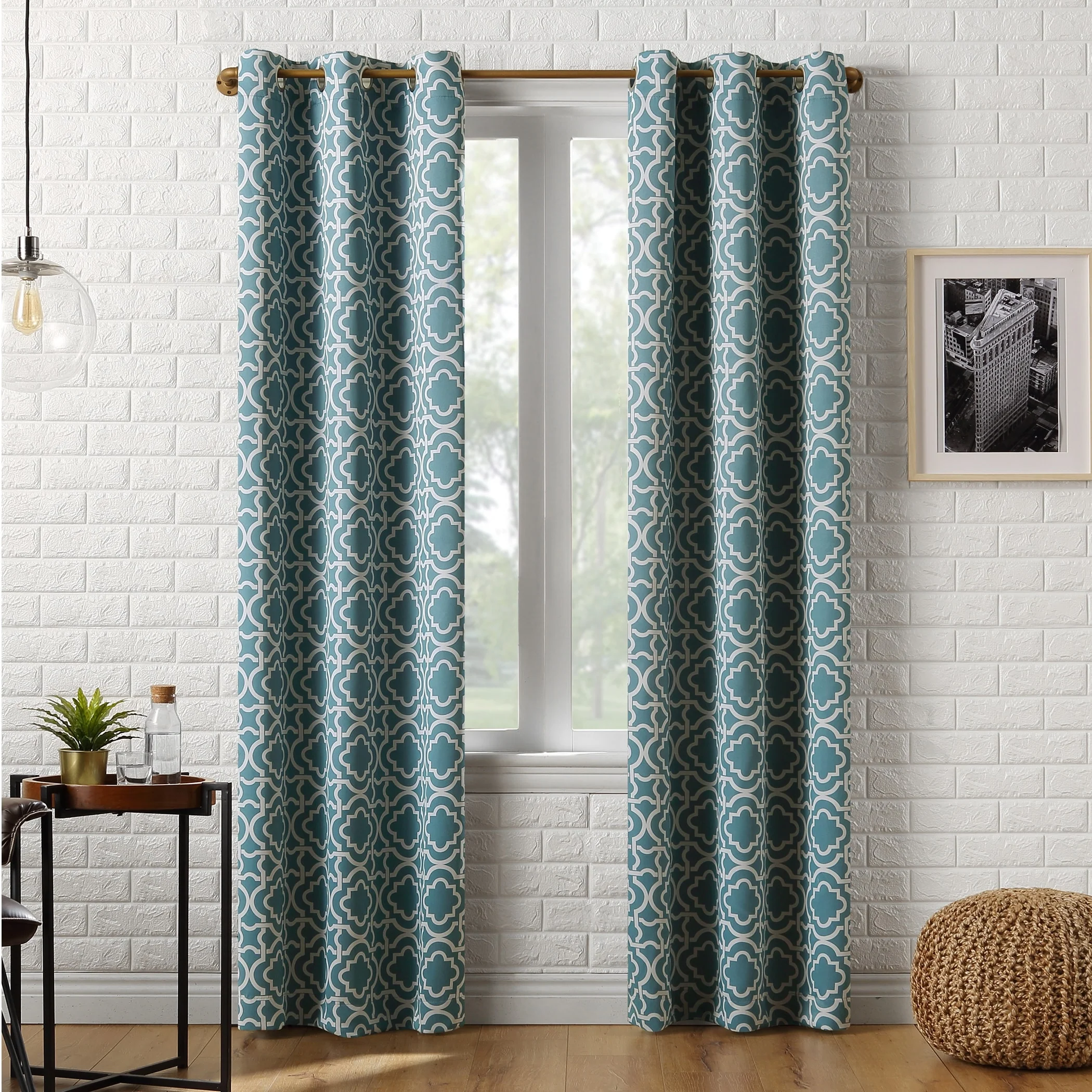 Sun Zero Barnett Trellis Blackout Grommet Curtain Panel, Single Panel