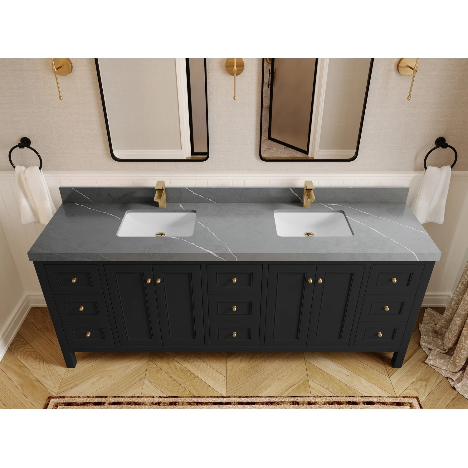 Willow Collections 84 in. W x 22 in. D Nashville Double Bowl Sink Bathroom Vanity with Countertop