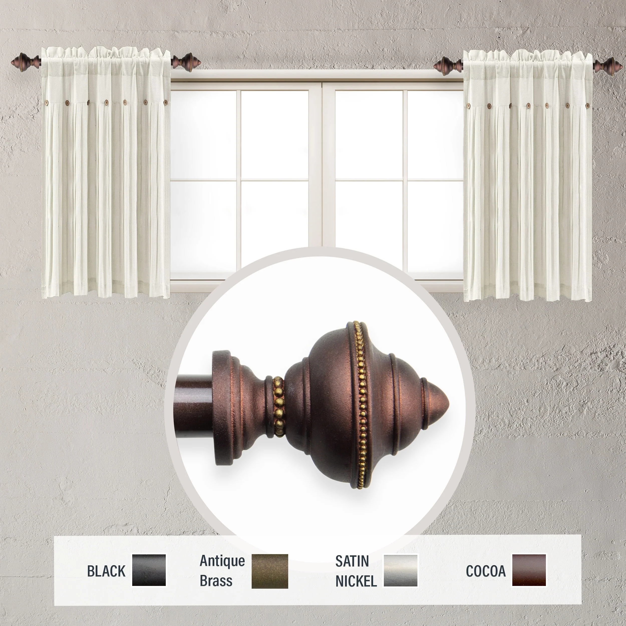 InStyleDesign Manor 5/8 inch dia. Side Curtain Rod 12-20 inch long (Set of 2)