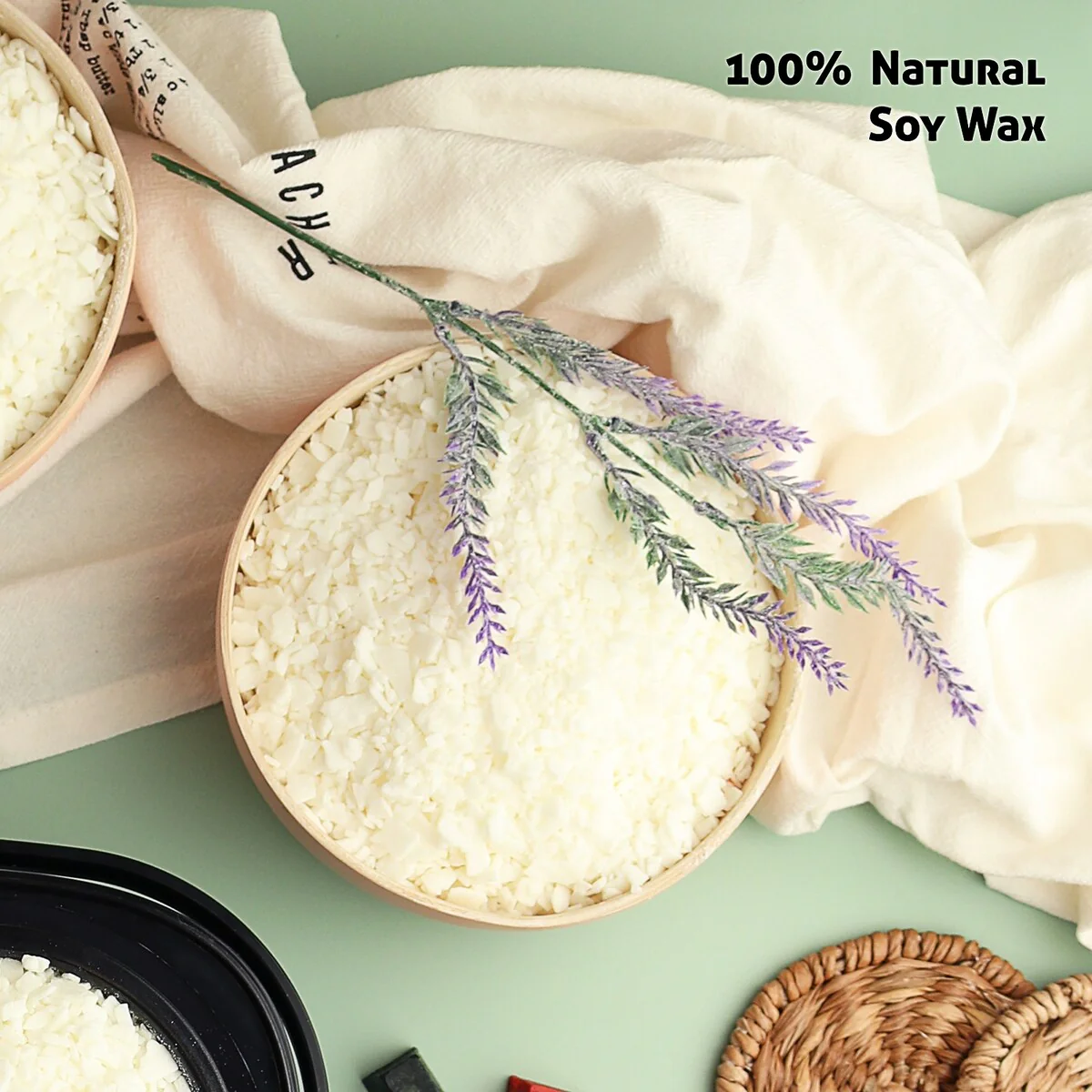 CraftBud DIY Candle Making Mini Supply Kit - 2lbs Natural Soy Wax, Fragrance Oil, Cotton Wicks, Centering Tool, and Glue Sticker