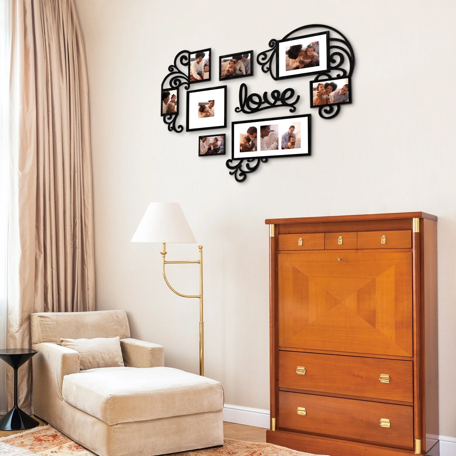 Mid-Century Retro Love Shape Wall Hanging Picture Frame Family Photo Frame Holiday Gifts