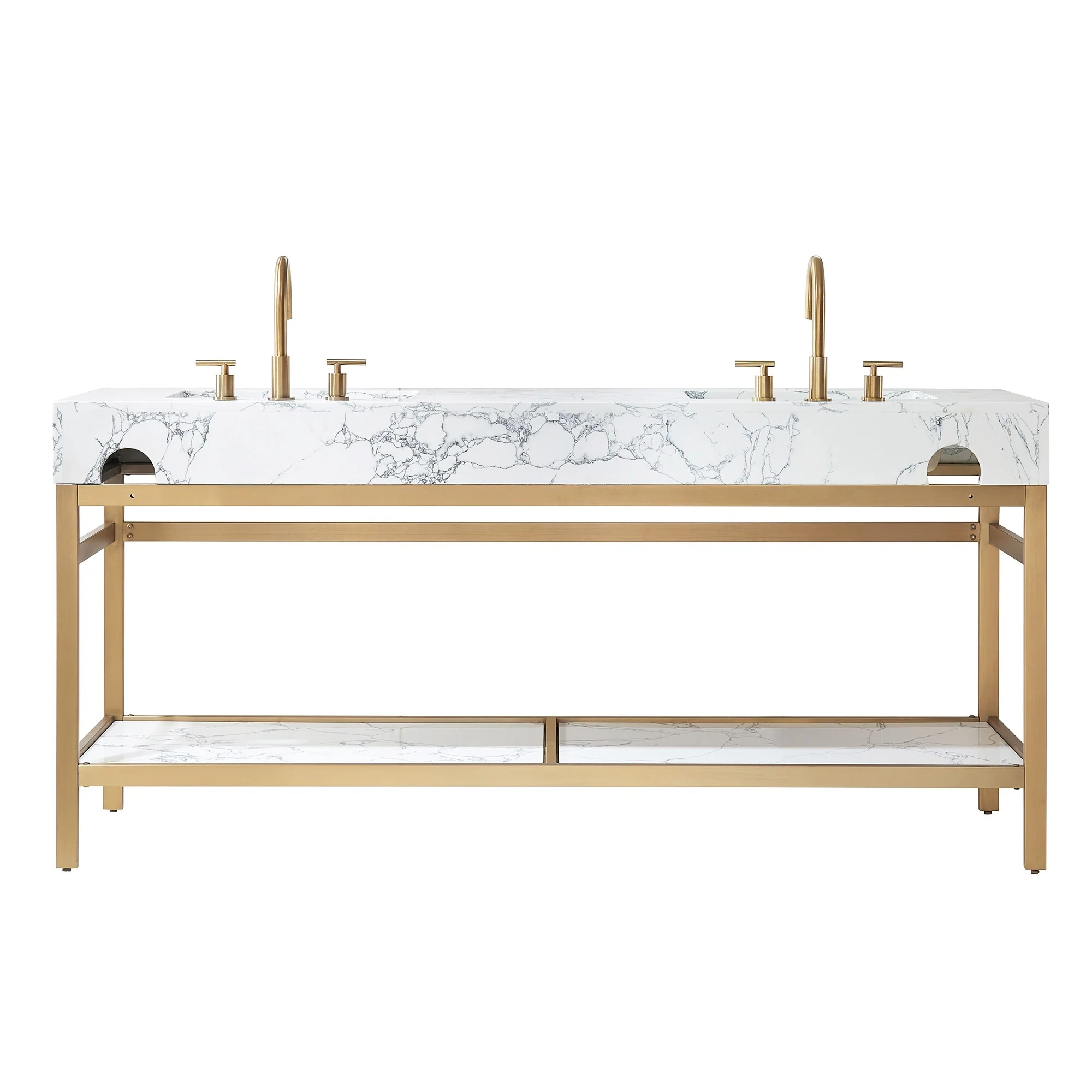 Ecija Bath Vanity, Metal Support with Composite Stone Top, no Mirror