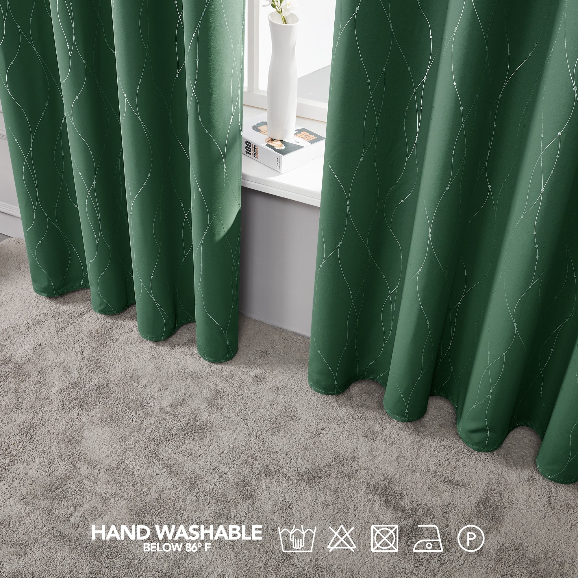 Deconovo Wave Line with Dots 52 Width Curtains Pair(2 Panel)