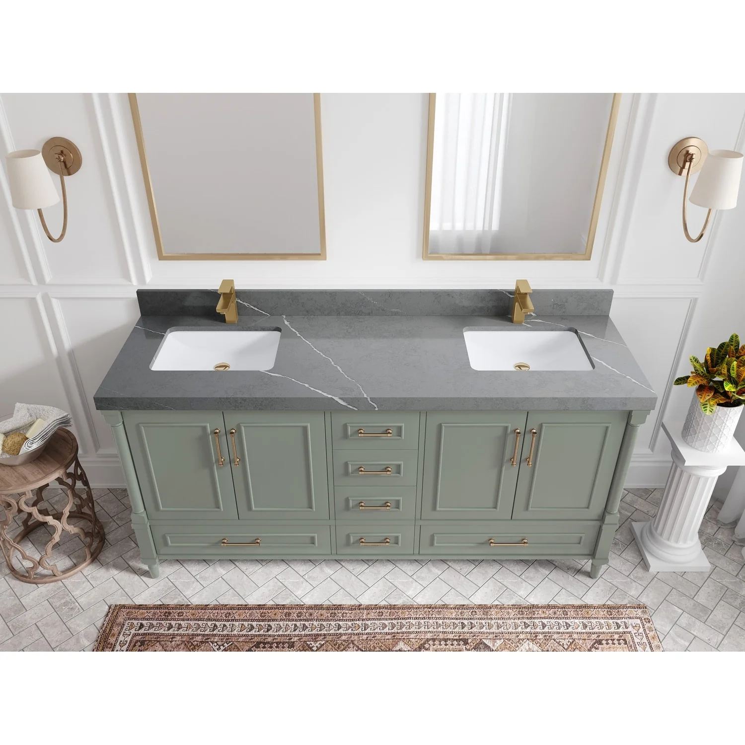 Willow Collections 72 in. W x 22 in. D Aberdeen Double Sink Bathroom Vanity with Countertops