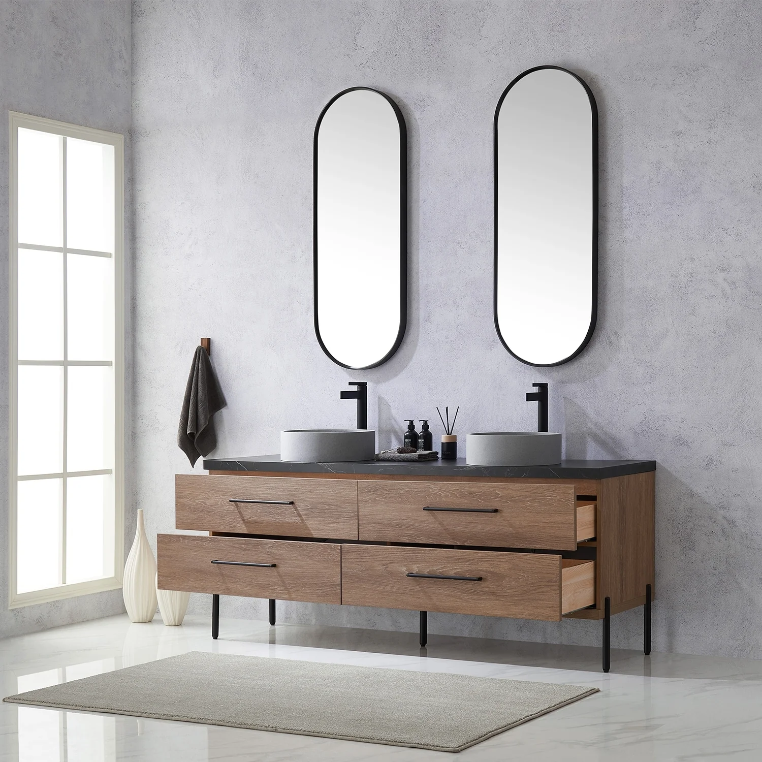 Trento Bath Vanity with Sintered Stone Top with Concrete Sink (C)