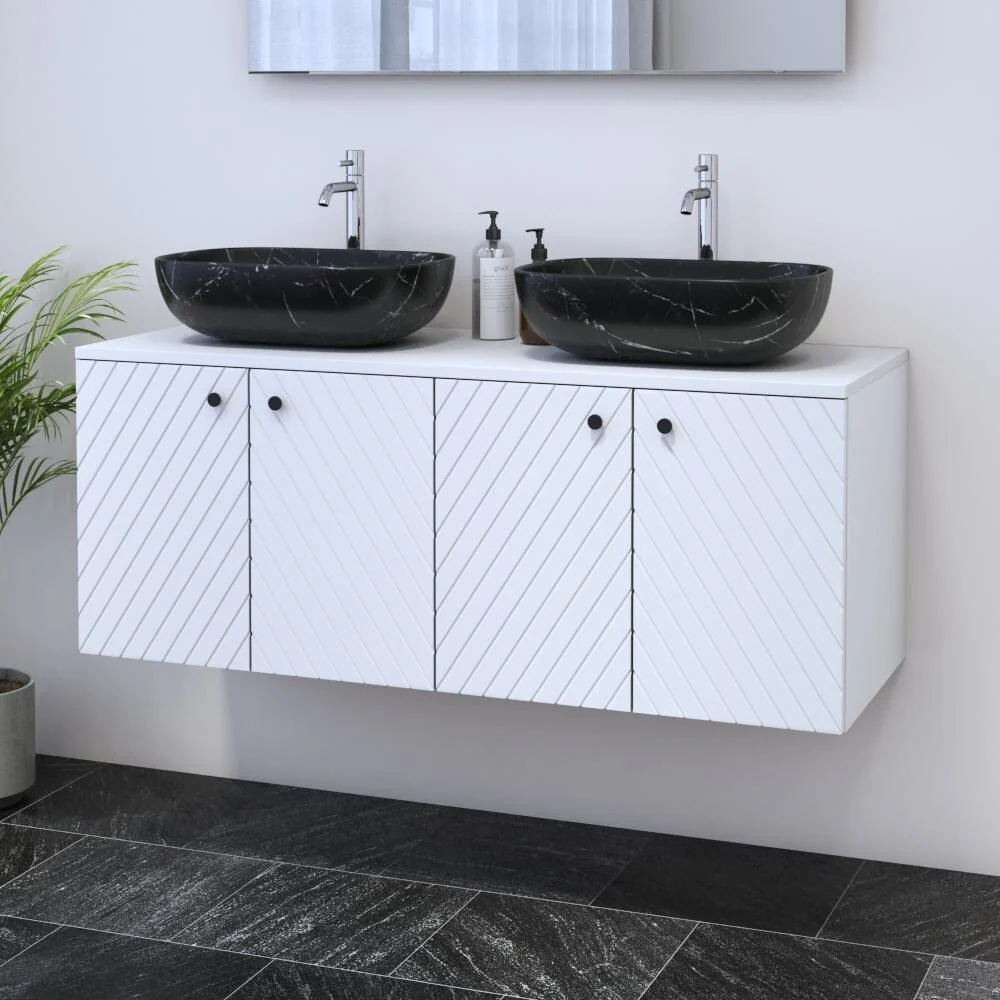 Avela 4D 120 Double Sink Floating Bathroom Vanity (48