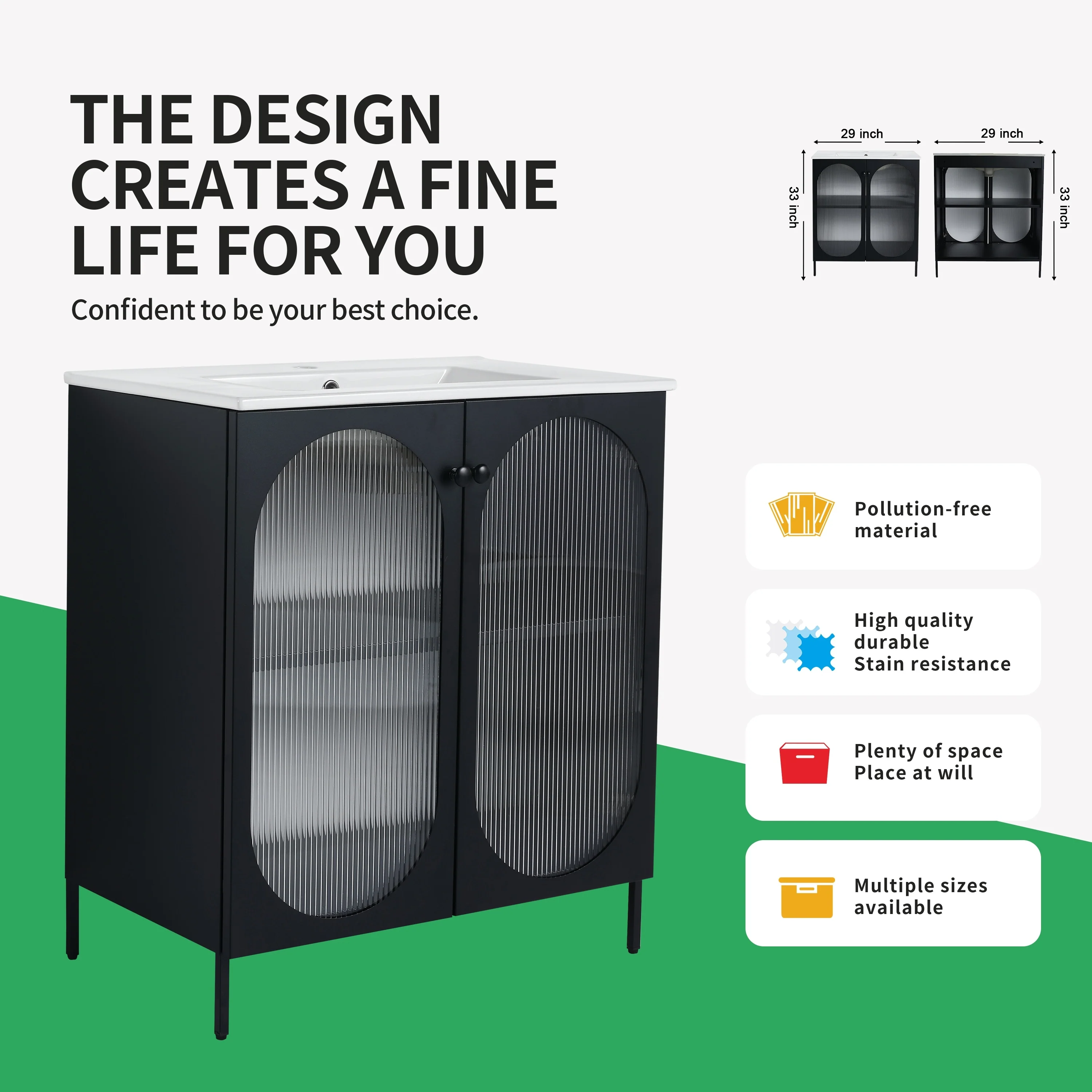 BNK 24/30 inch Freestanding Single Sink Bathroom Vanity with Soft Close Door and 1 adjustable shelf