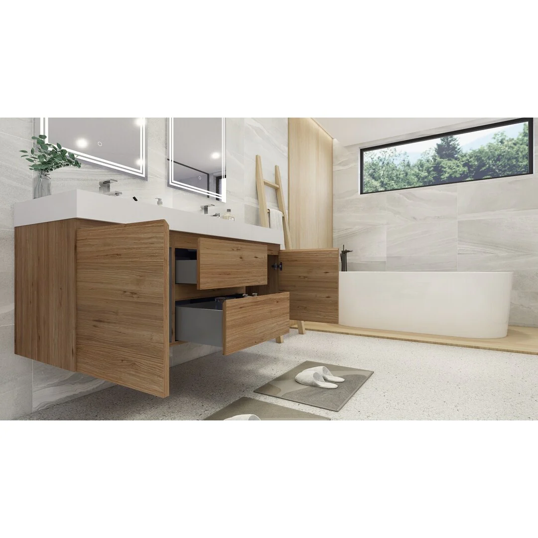 Baillie 60'' Wall-Mounted Vanity with Double Reinforced Acrylic Sink