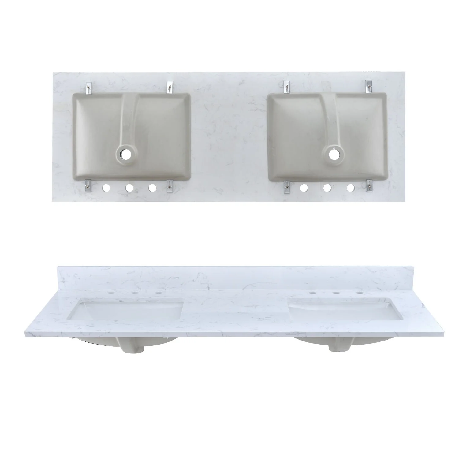YASINU 60 Inch Engineered Marble Double Sinks Vanity Countertop